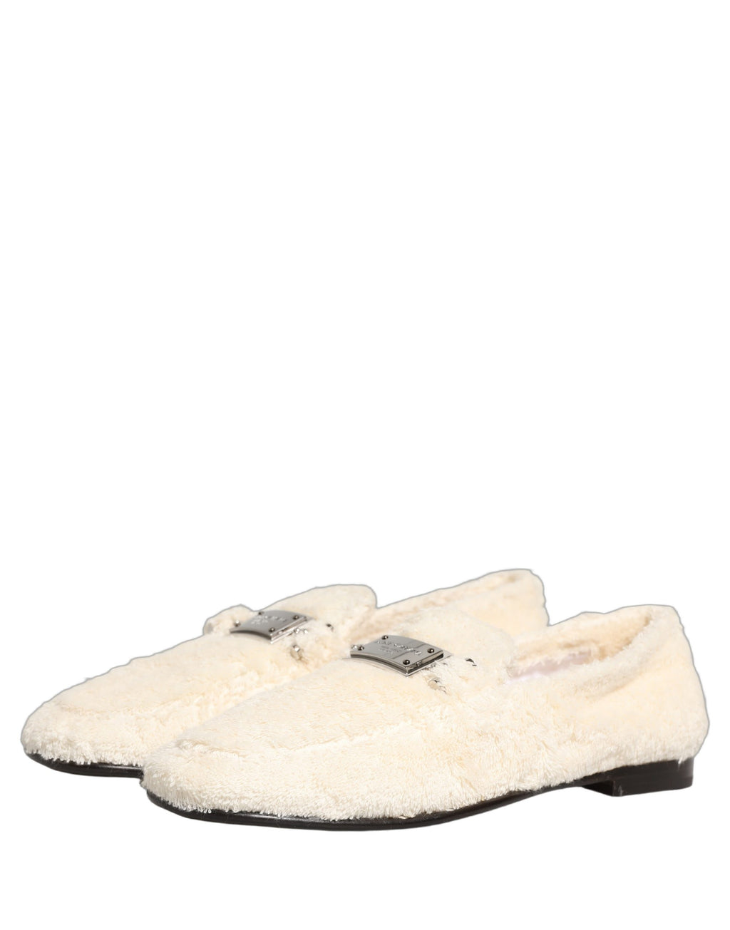 Chaussures loafers en shearling blanc Dolce & Gabbana pour homme, élégantes et confortables, en cuir et fourrure.