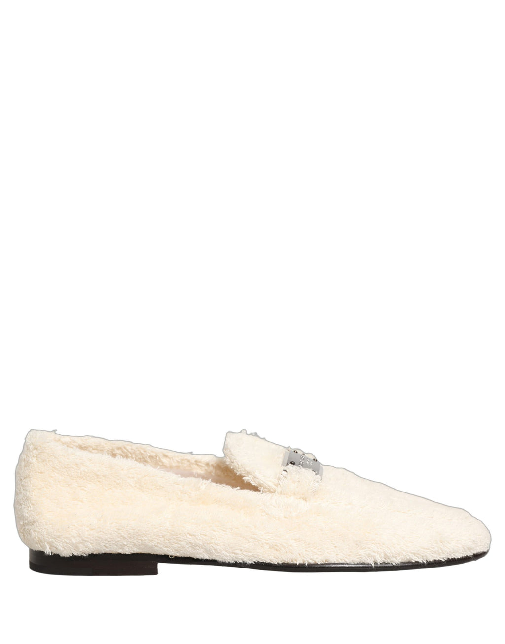 Chaussures mocassins pour homme Dolce & Gabbana en fourrure blanche et shearling, élégantes et confortables.