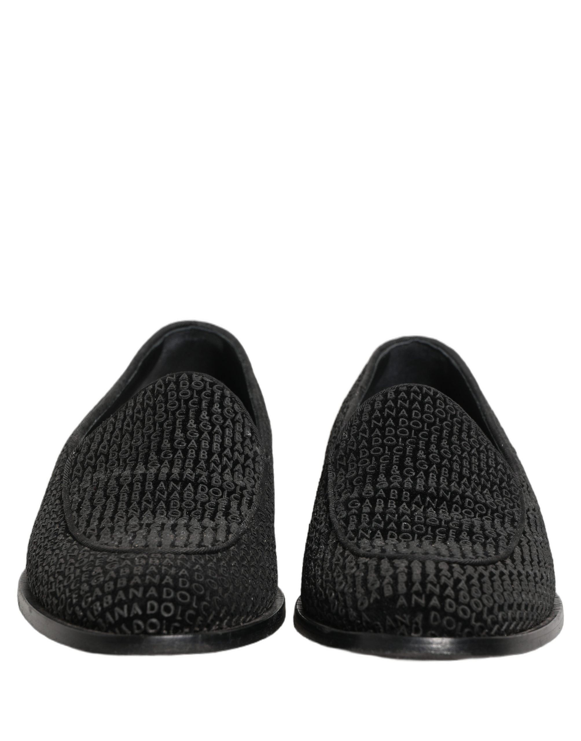 Chaussures mocassins pour homme Dolce & Gabbana noir avec logo monogramme, design élégant et sophistiqué.