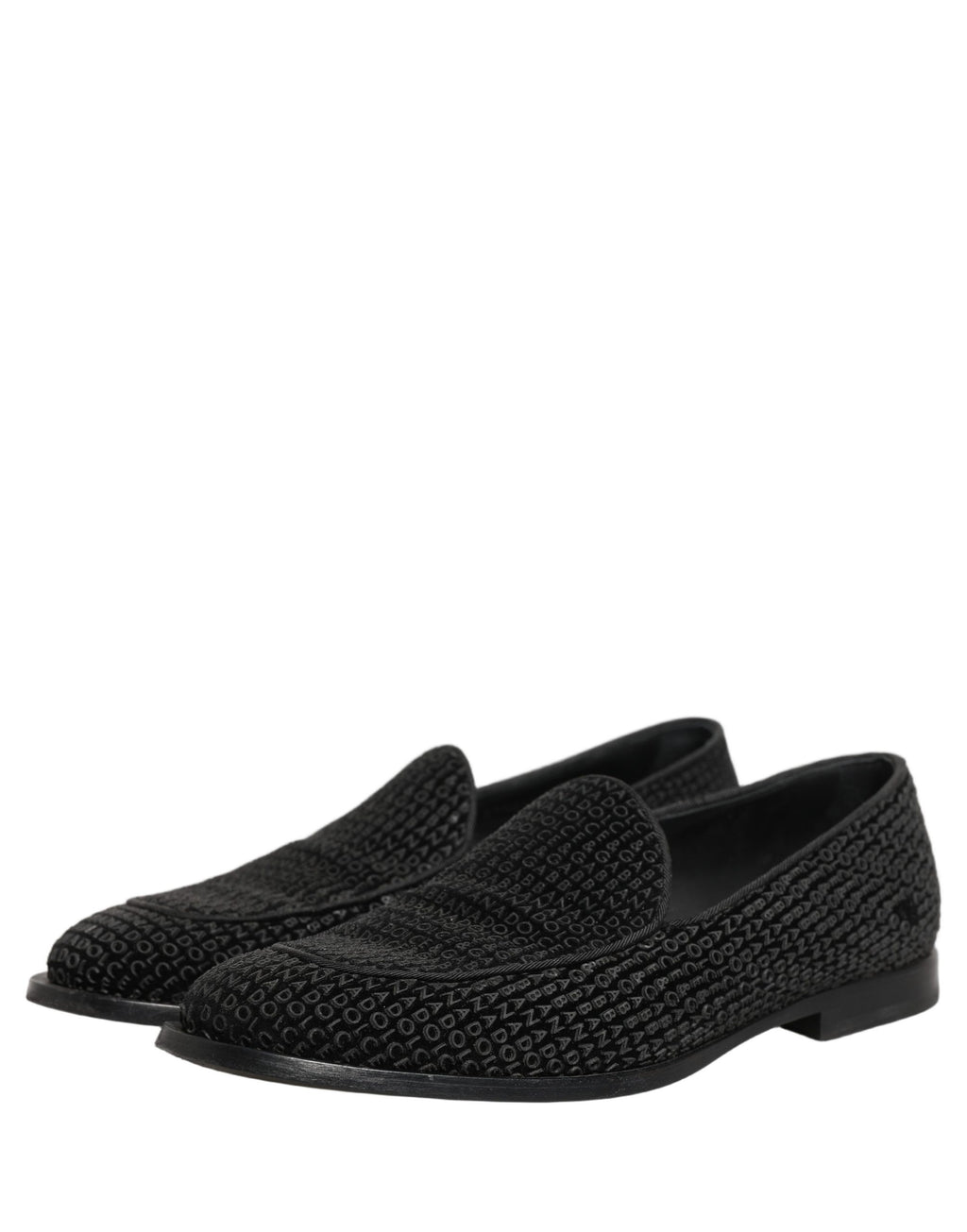 Chaussures mocassins pour homme Dolce & Gabbana noir avec logo monogramme, élégantes et décontractées, en cuir.