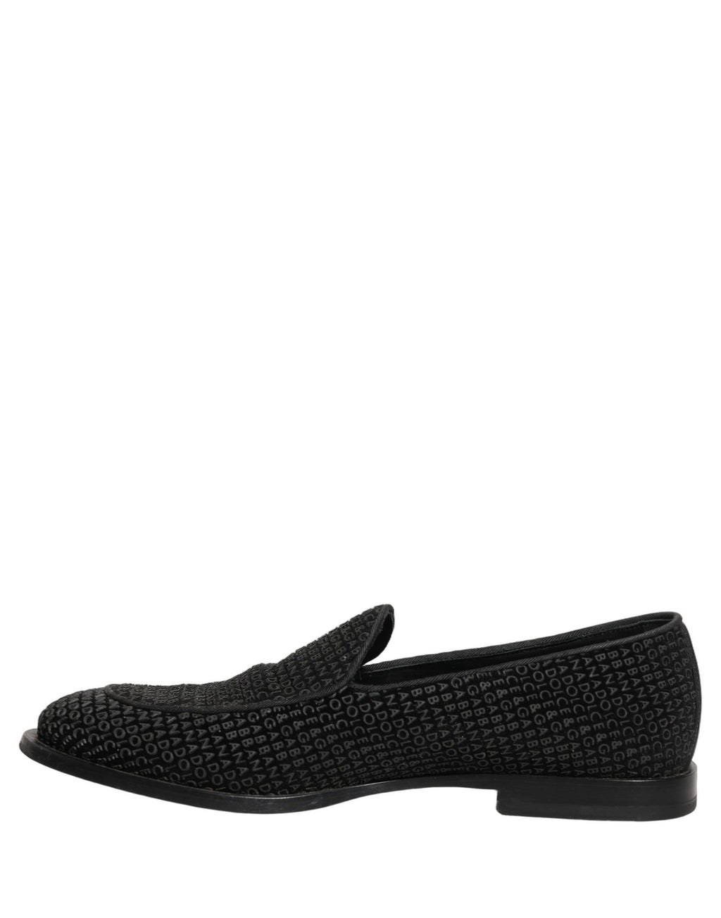 Chaussures mocassins homme Dolce & Gabbana logo noir avec monogramme élégant, en cuir, pour un style sophistiqué.