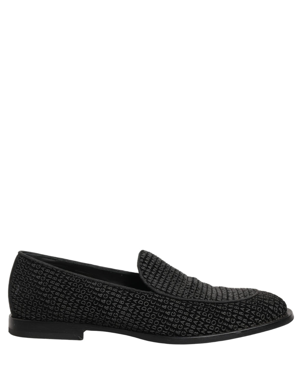 Chaussures mocassins pour homme Dolce & Gabbana noir avec logo monogramme, élégantes et sophistiquées.