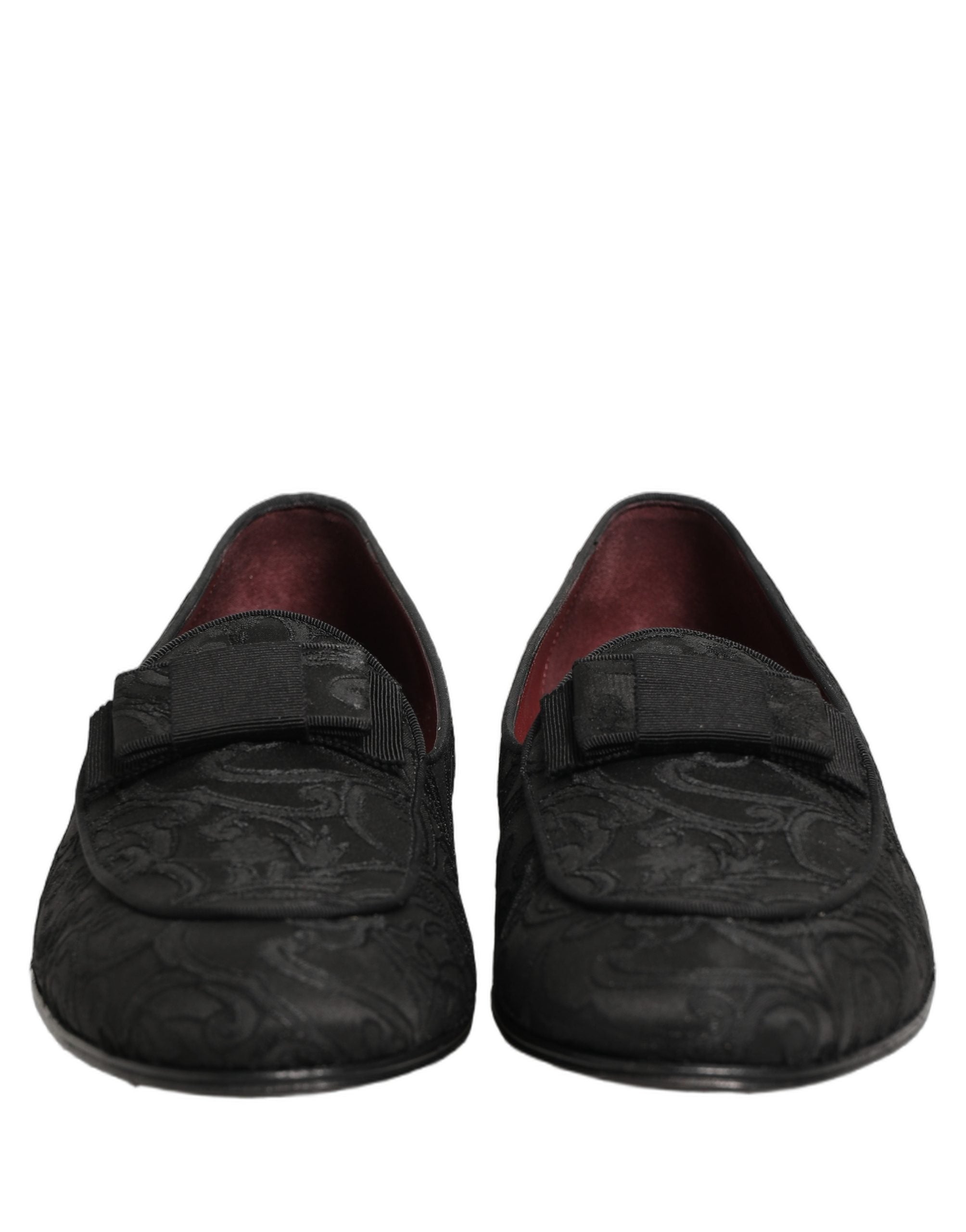 Chaussures mocassins homme en brocart floral noir de Dolce & Gabbana, élégantes et sophistiquées, avec finition raffinée.