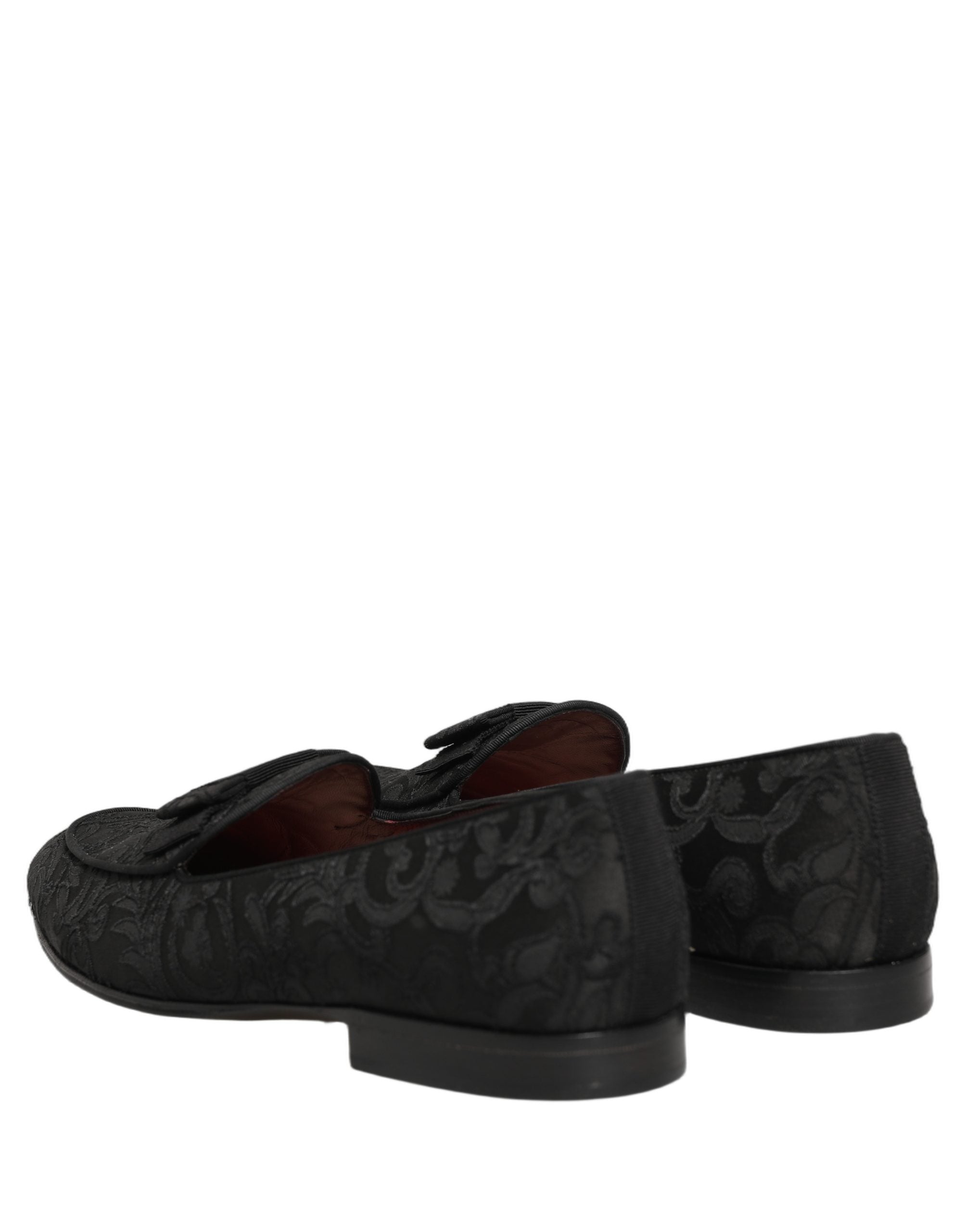 Chaussures mocassins pour homme Dolce & Gabbana en brocart floral noir, élégantes et sophistiquées.