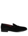 Mocassins en velours noir en coton de marque Dolce & Gabbana, chaussures de ville élégantes pour homme.
