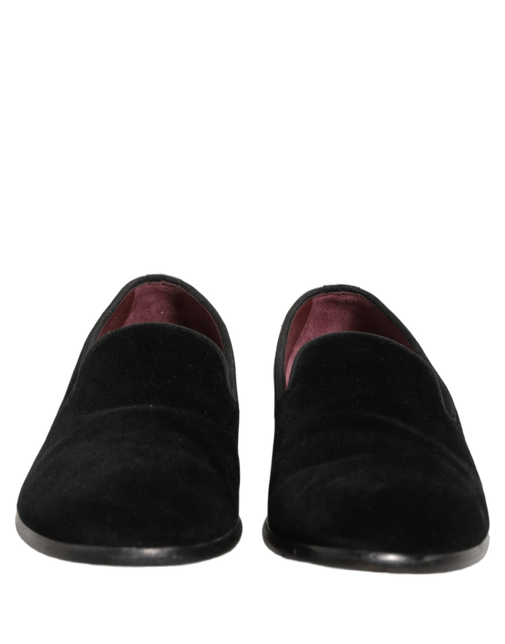 Chaussures Dolce & Gabbana en velours noir et coton, mocassins formels élégants pour hommes.