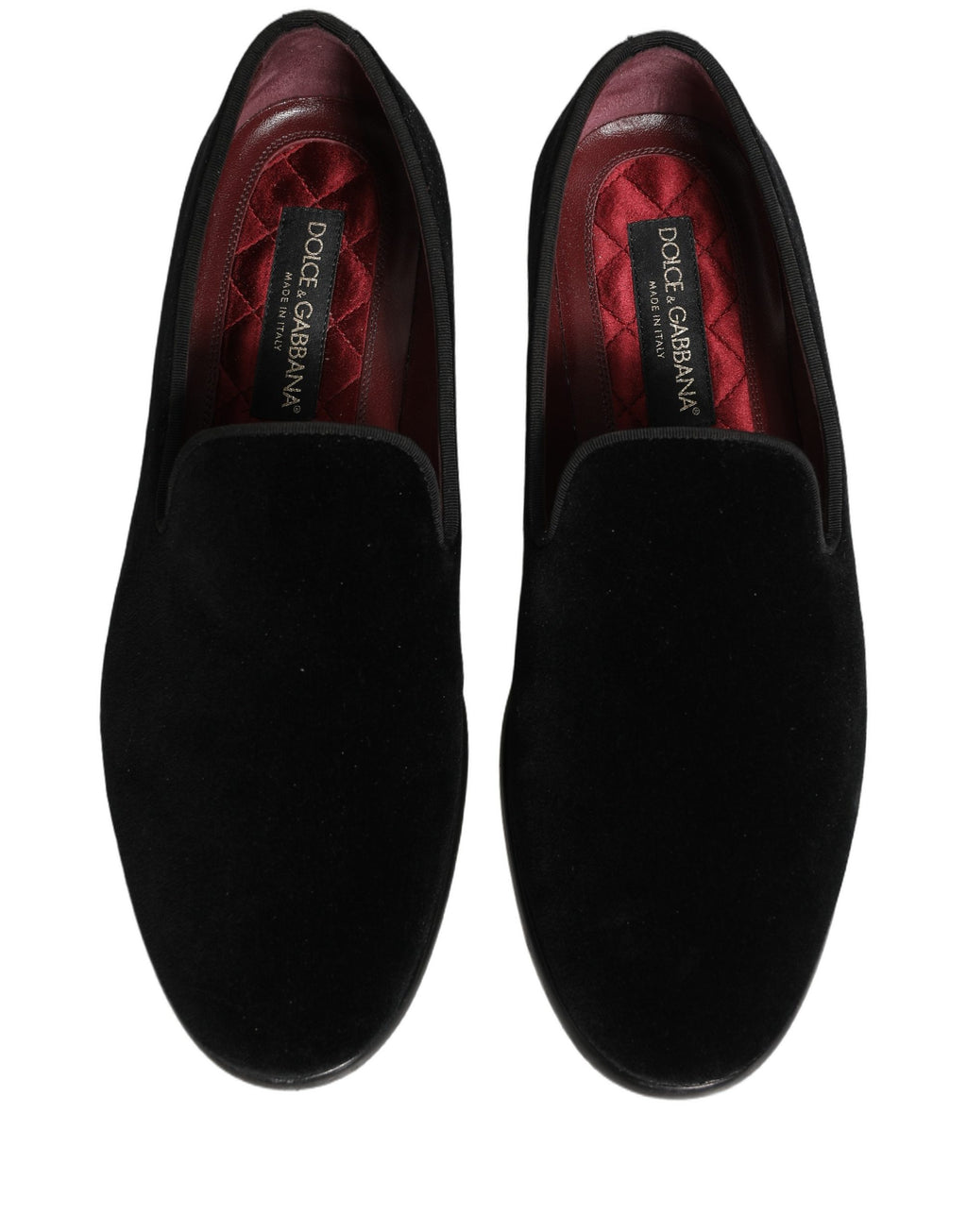 Chaussures Dolce & Gabbana en velours noir, mocassins en coton pour homme, chaussures formelles élégantes.