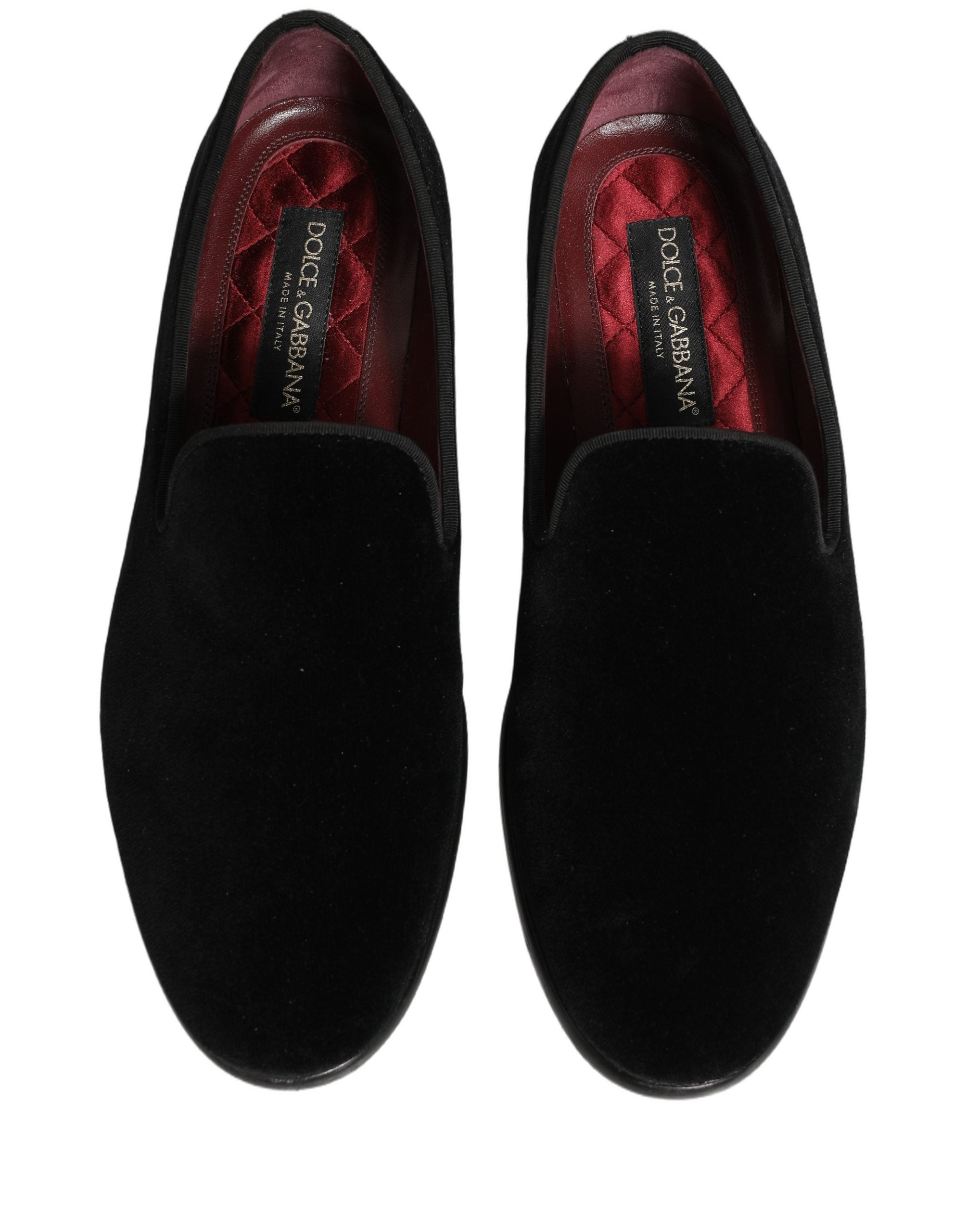 Chaussures Dolce & Gabbana en velours noir, mocassins en coton pour homme, chaussures formelles élégantes.