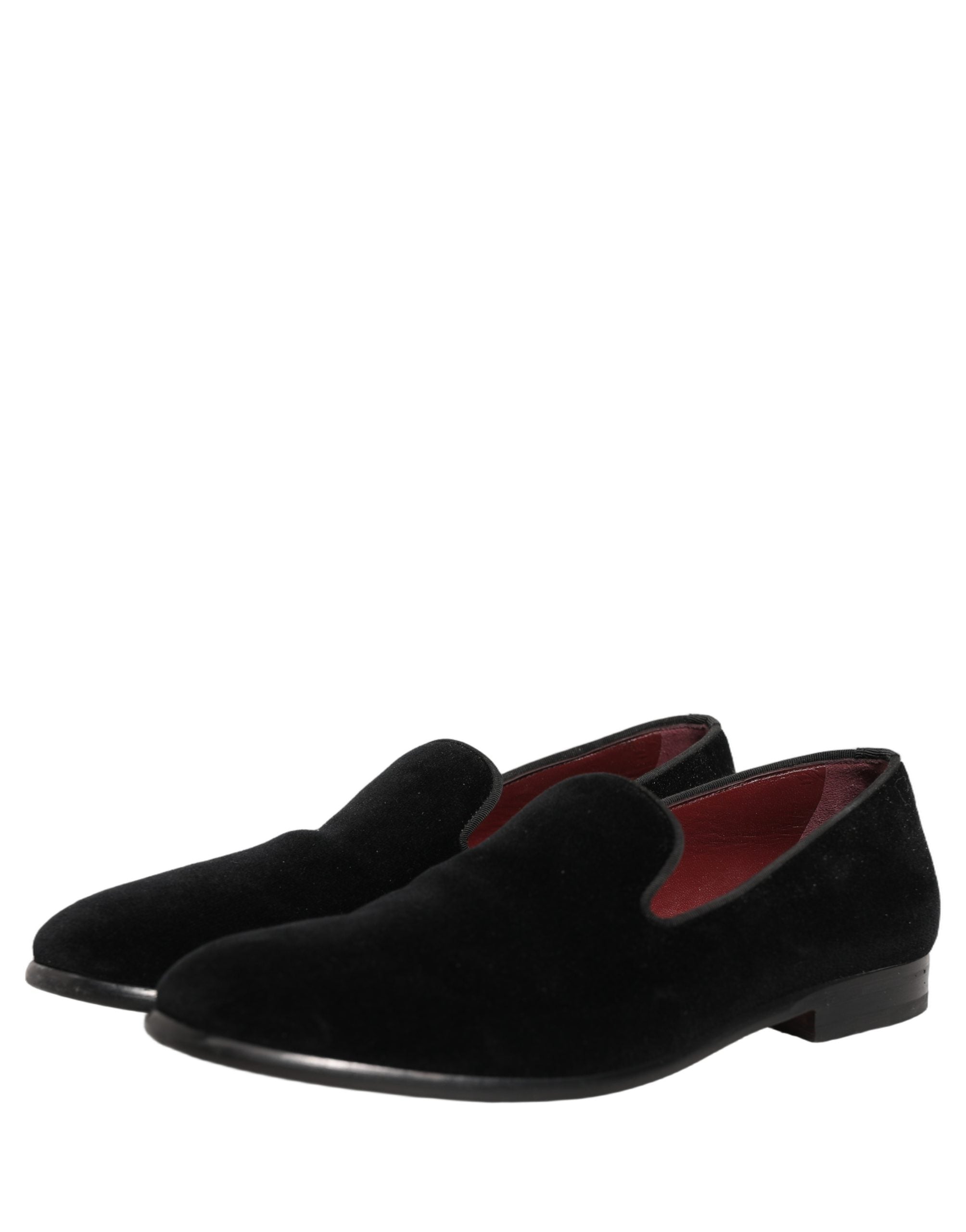 Mocassins en velours noir Dolce & Gabbana en coton pour homme, chaussures habillées formelles élégantes et sophistiquées.