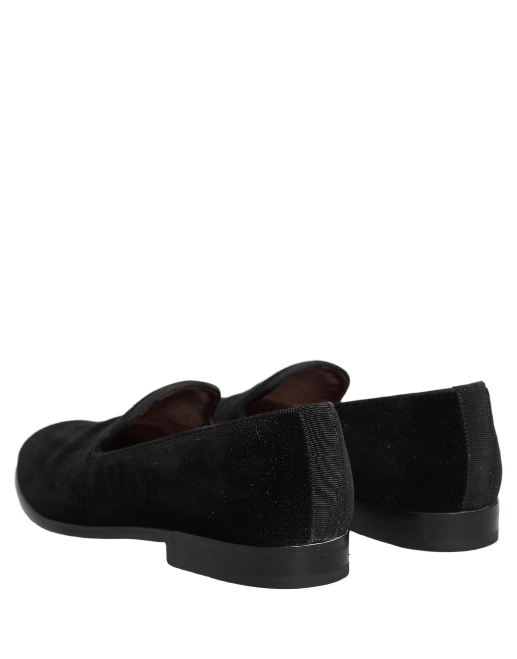 Mocassins en velours noir en coton de Dolce & Gabbana pour homme, chaussures formelles élégantes et confortables.