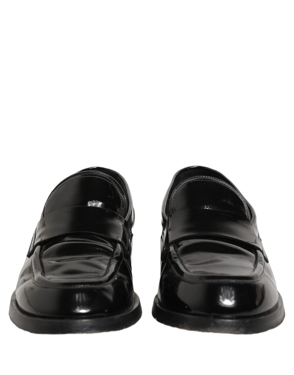 Chaussures mocassins formels en cuir noir Dolce & Gabbana pour homme, détails élégants et finition de qualité.