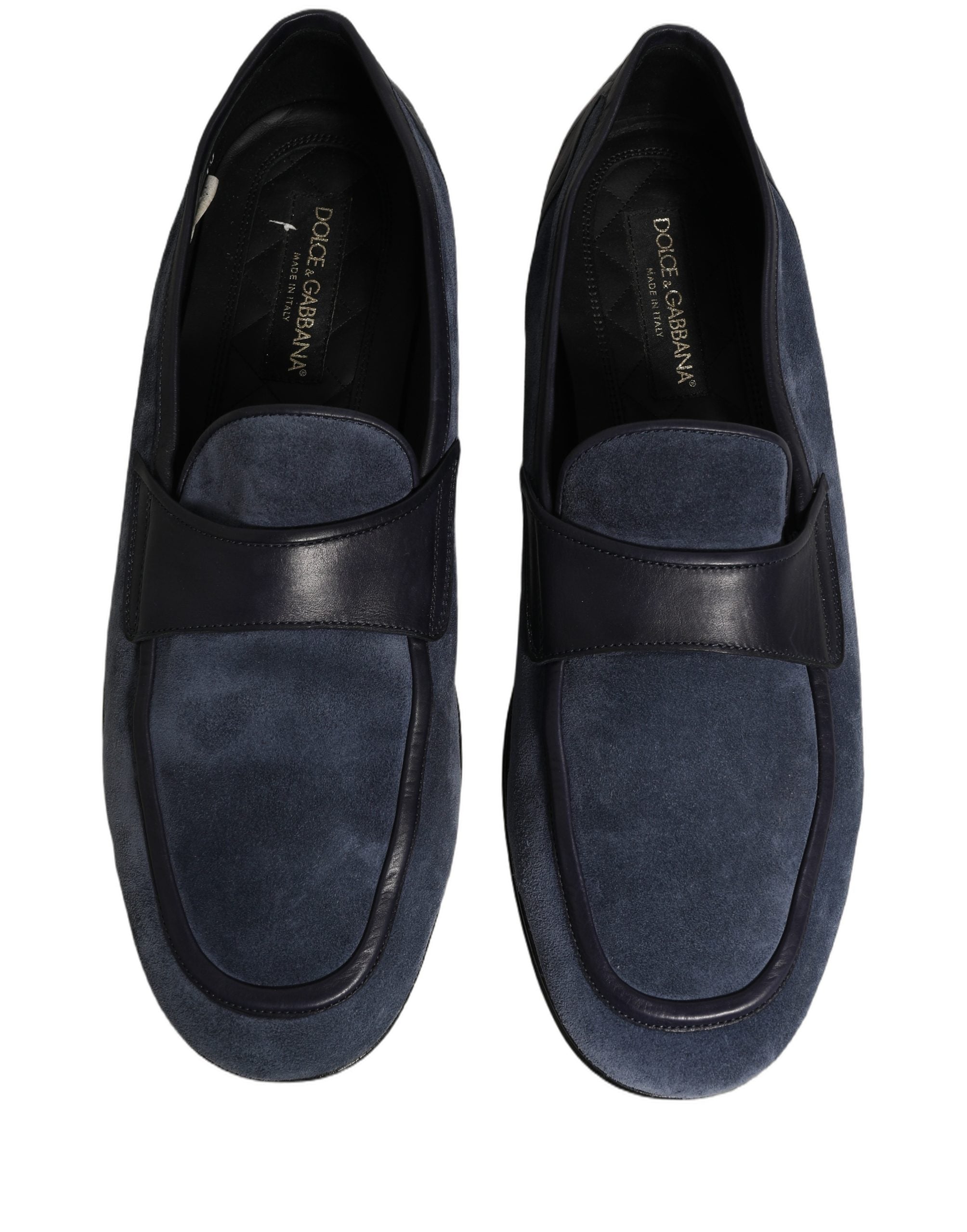Mocassins en cuir bleu en daim Dolce & Gabbana, chaussures mocassin élégantes pour homme avec semelle en cuir