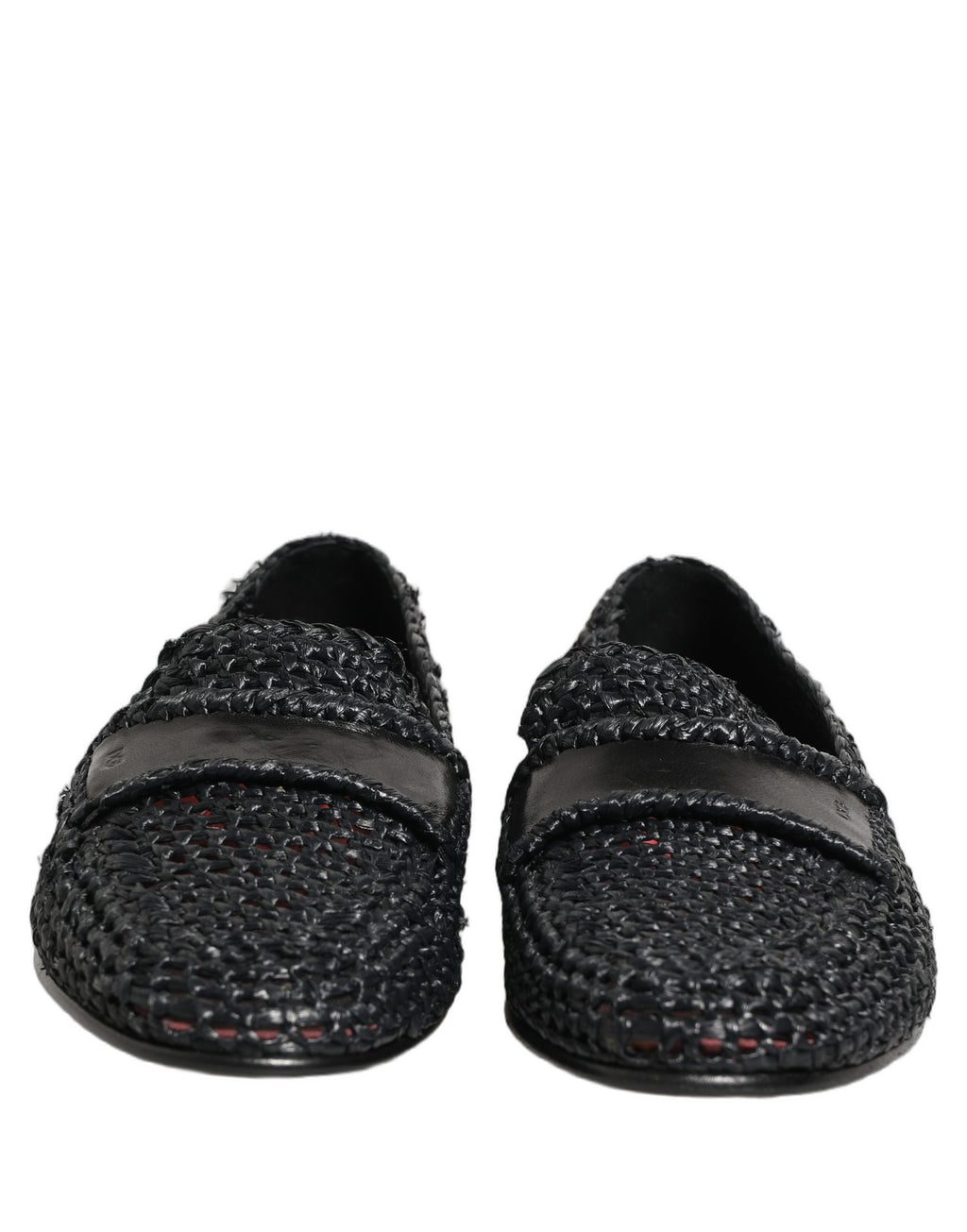 Chaussures mocassins Dolce & Gabbana en raphia tissé noir, faciles à enfiler, pour un style élégant et confortable.