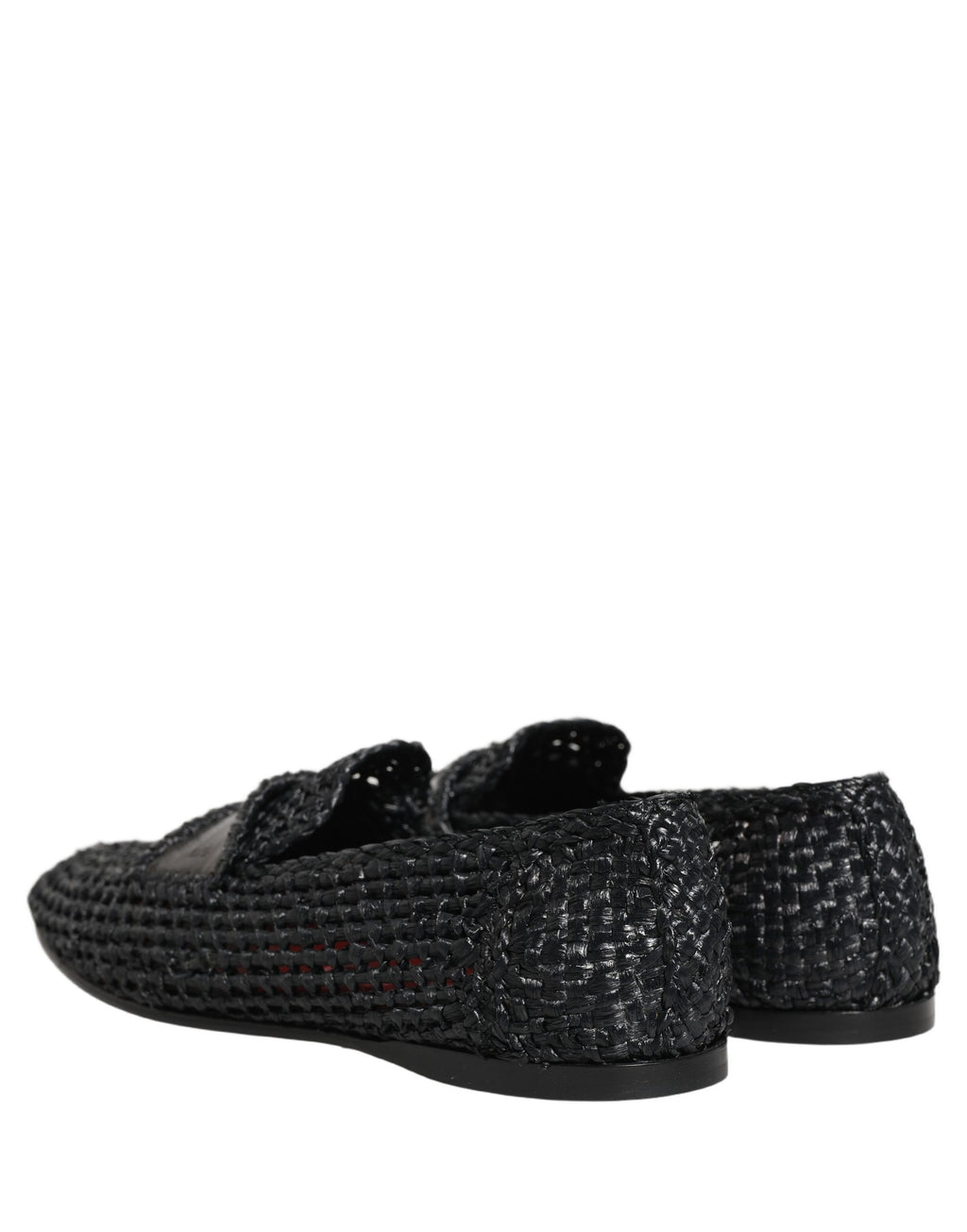 Chaussures mocassins Dolce & Gabbana en raphia noir, slips-on avec tissage élégant, pour un style sophistiqué.