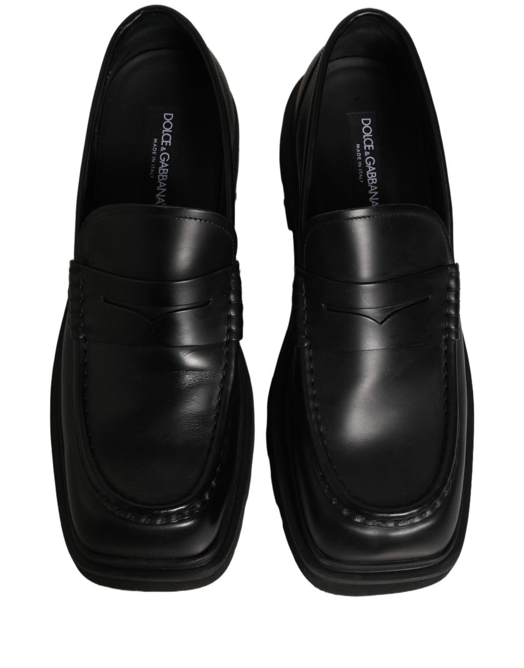 Chaussures hommes mocassins en cuir de veau noir Dolce & Gabbana, élégantes et classiques pour occasion formelle