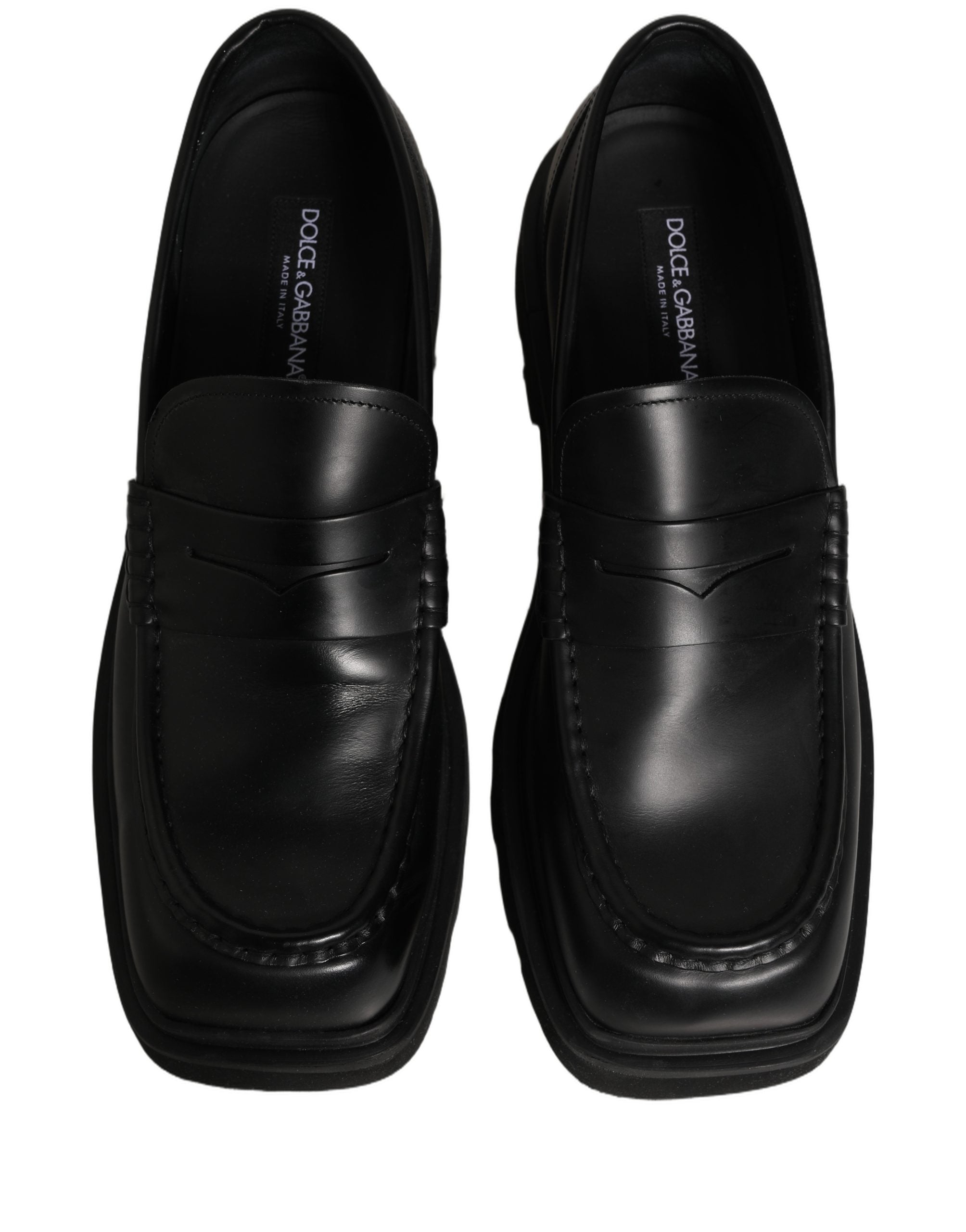 Chaussures hommes mocassins en cuir de veau noir Dolce & Gabbana, élégantes et classiques pour occasion formelle
