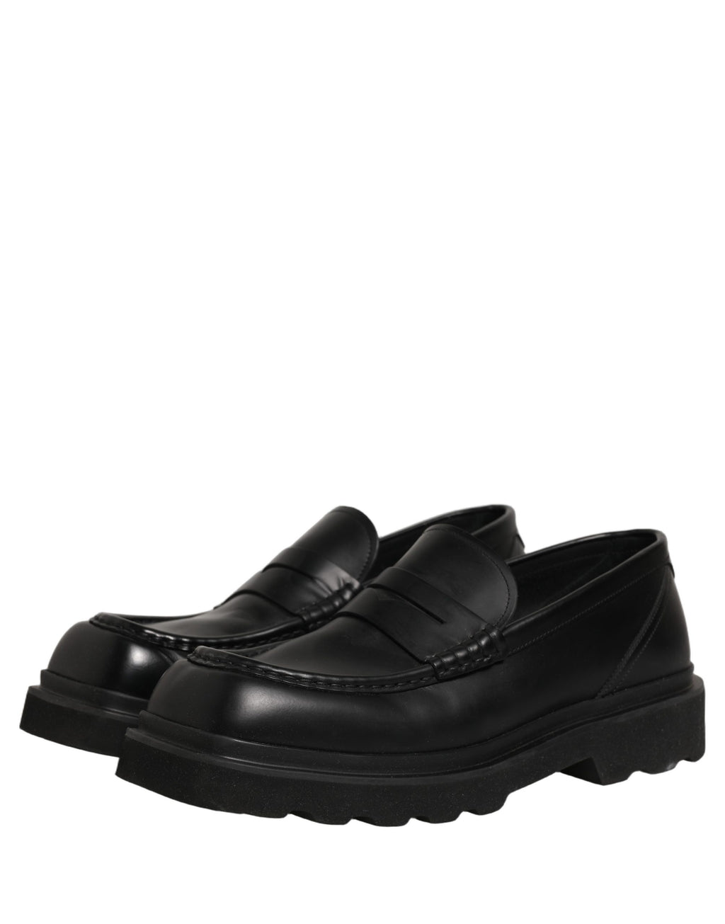 Chaussures mocassins pour homme Dolce & Gabbana en cuir de veau noir, élégantes et sophistiquées.