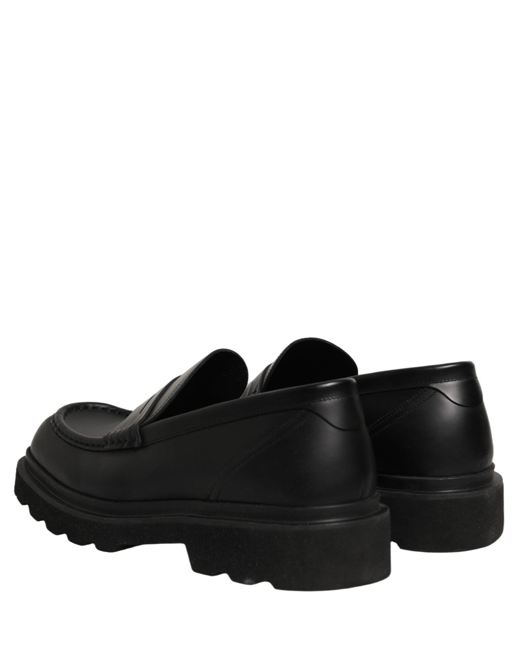 Chaussures mocassins pour homme Dolce & Gabbana en cuir de veau noir, élégantes et sophistiquées.