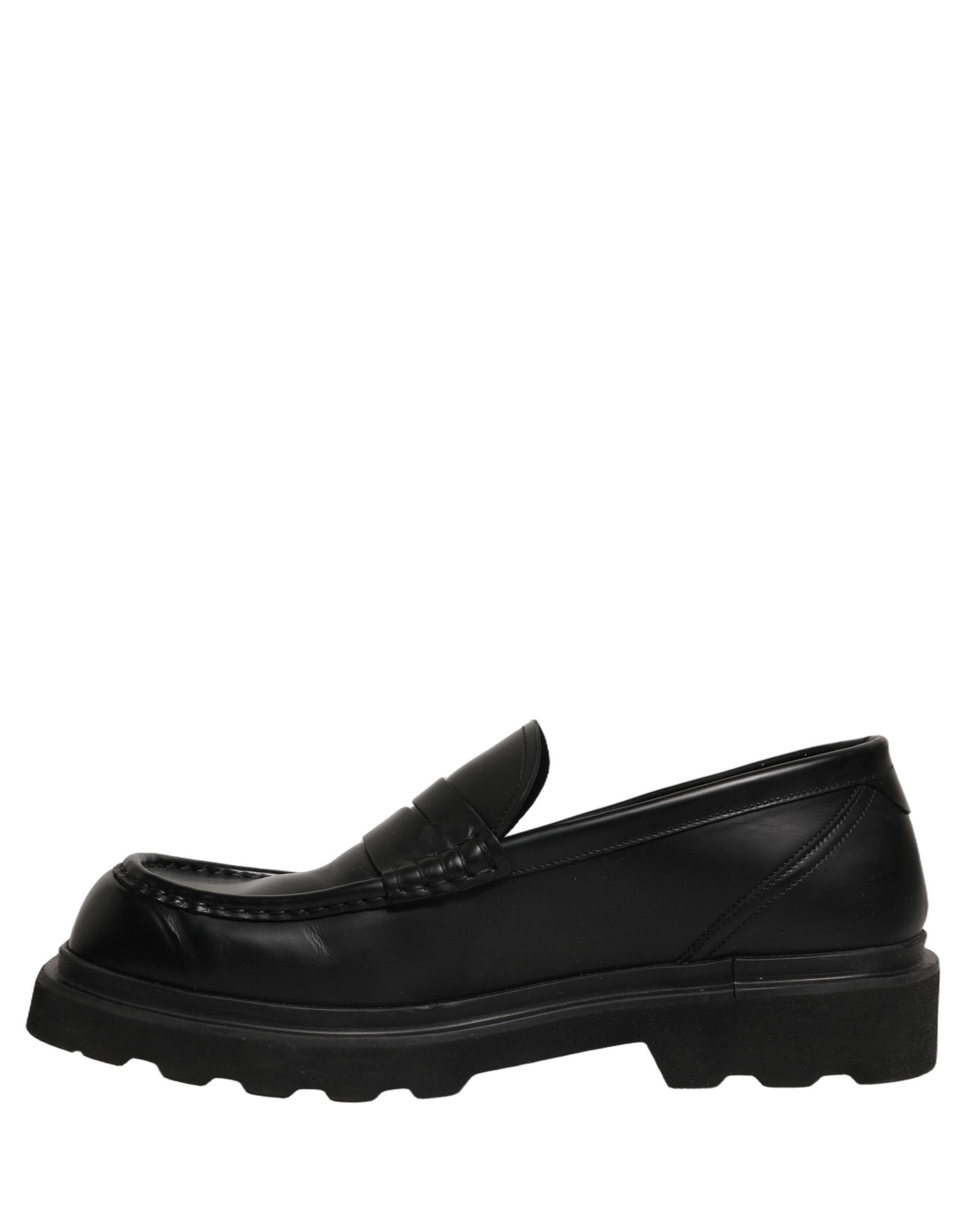 Chaussures mocassins pour homme Dolce & Gabbana en cuir de veau noir, élégantes et sophistiquées.