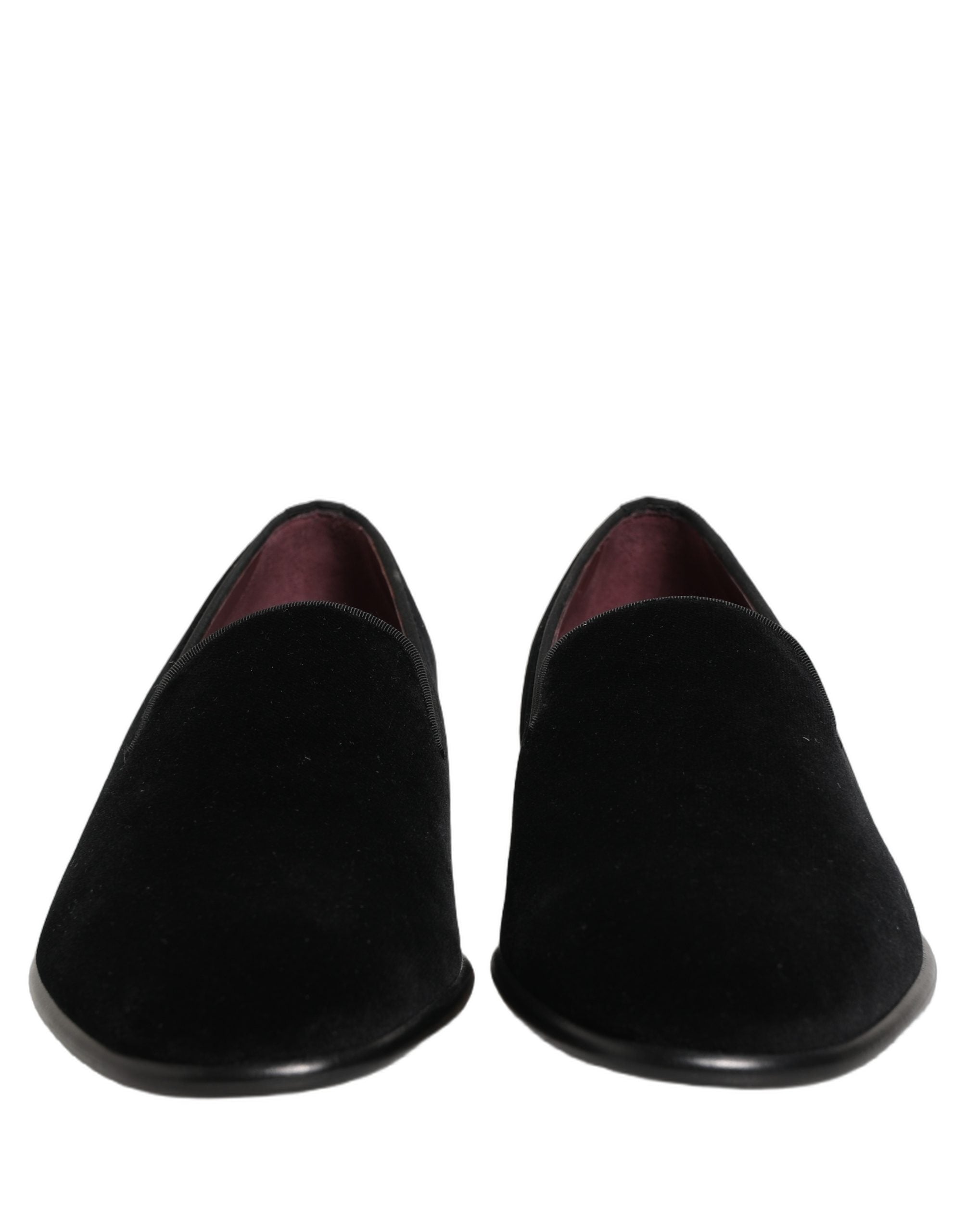 Mocassins noirs en velours de luxe Dolce & Gabbana pour hommes, chaussures formelles élégantes et sophistiquées.