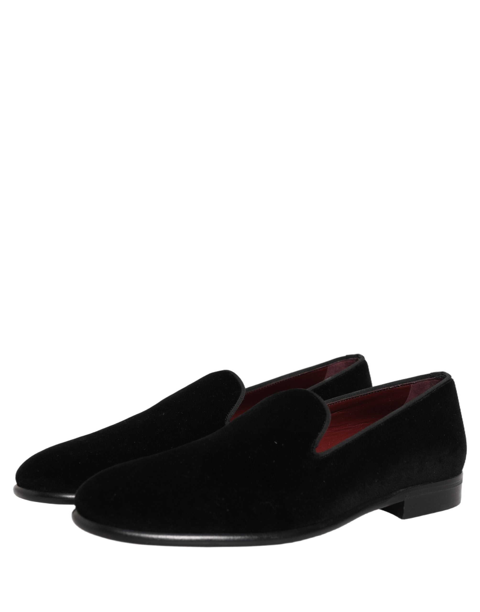 Mocassins en velours noir Dolce & Gabbana pour homme, chaussures formelles élégantes et sophistiquées.