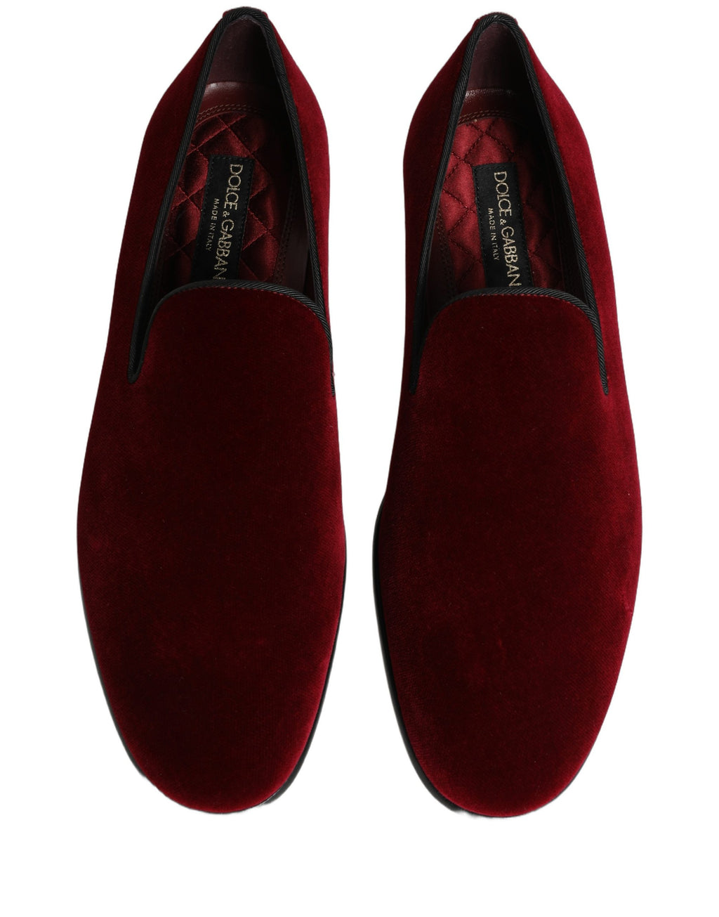 Chaussures mocassins Dolce & Gabbana en velours bordeaux, style slip-on, élégantes et confortables pour femme.