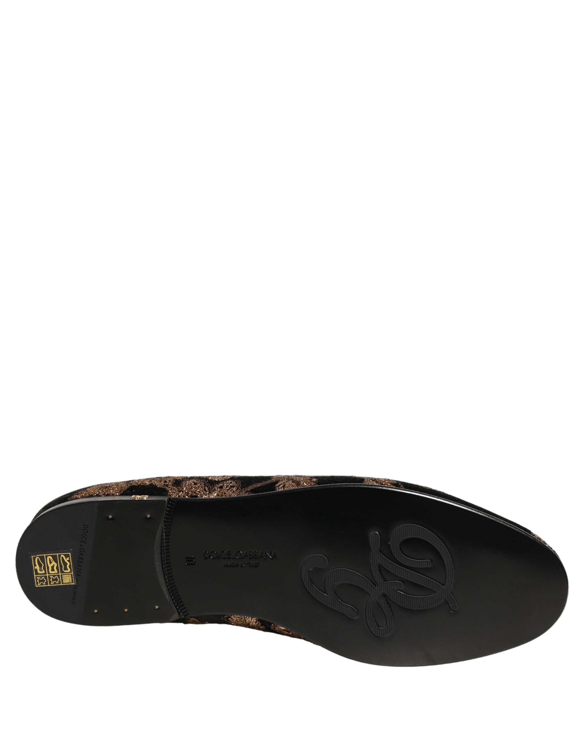 Chaussures loafers Dolce & Gabbana en jacquard floral noir, élégantes et sophistiquées.