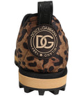 Dolce & Gabbana Braune gesteppte Herren-Sneaker mit Leopardenmuster