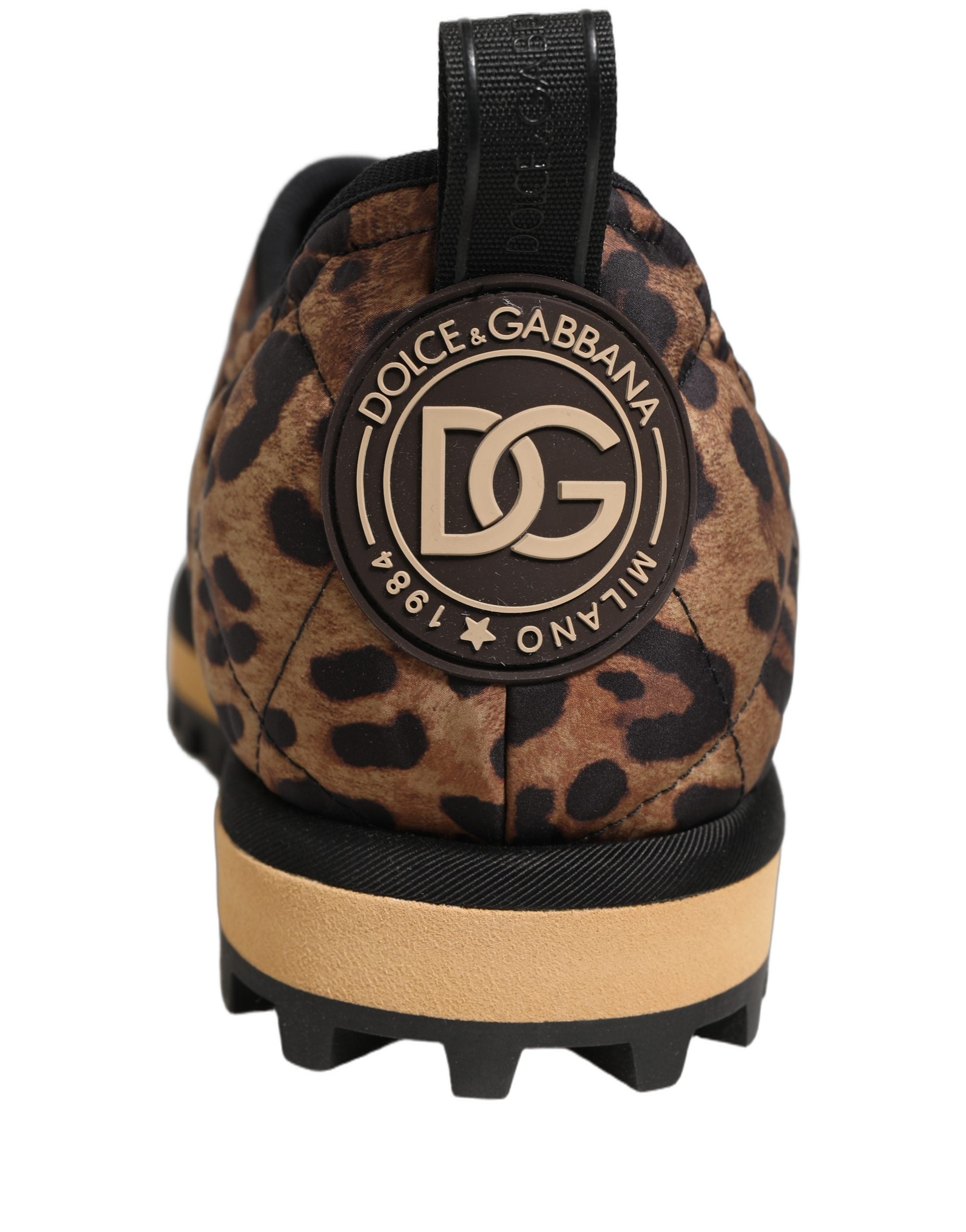Dolce & Gabbana Braune gesteppte Herren-Sneaker mit Leopardenmuster