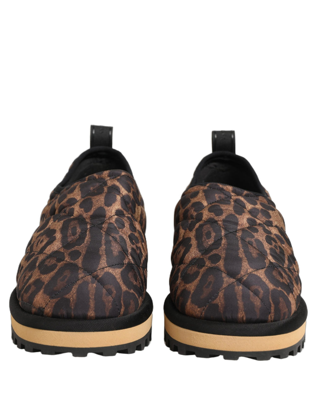 Dolce & Gabbana Braune gesteppte Herren-Sneaker mit Leopardenmuster