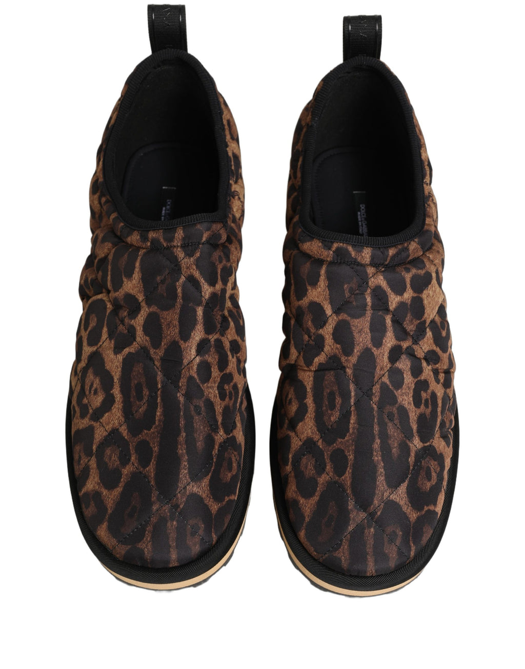 Dolce & Gabbana Braune gesteppte Herren-Sneaker mit Leopardenmuster