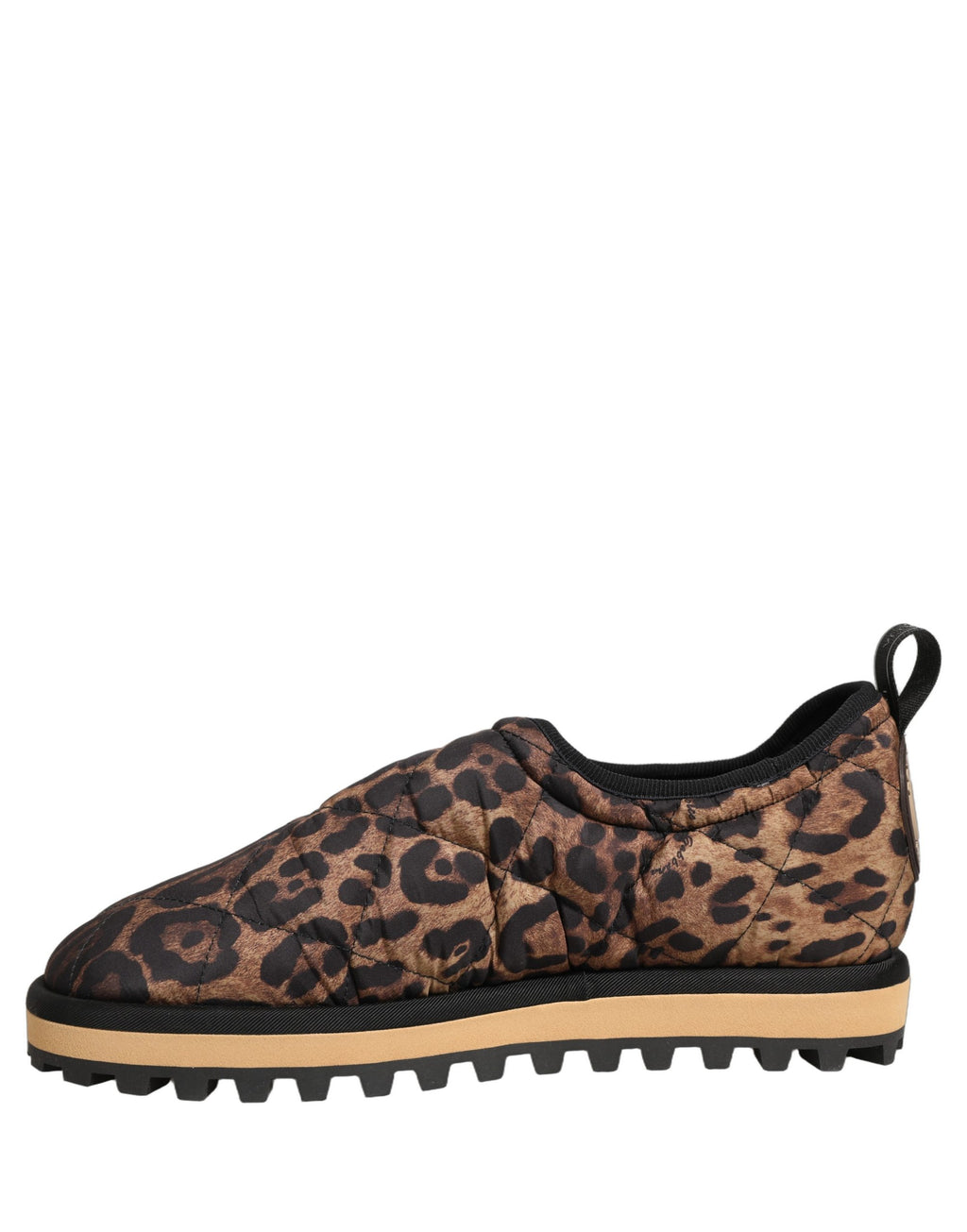 Dolce & Gabbana Braune gesteppte Herren-Sneaker mit Leopardenmuster