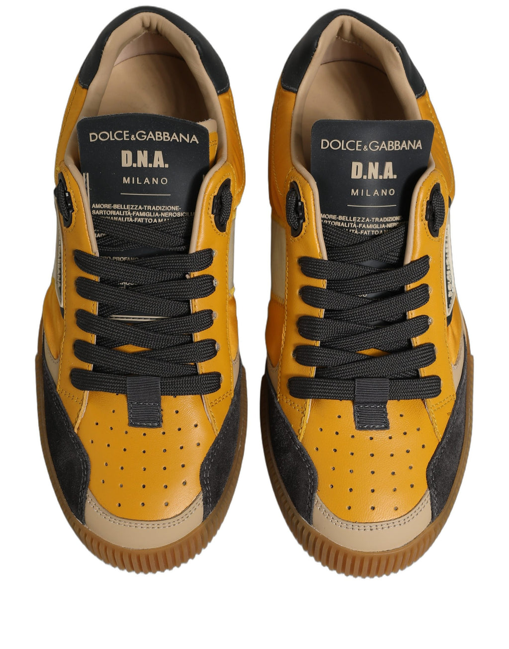 Chaussures sneakers basses multicolores Dolce & Gabbana Miami pour homme, semelle en caoutchouc, design moderne et coloré.