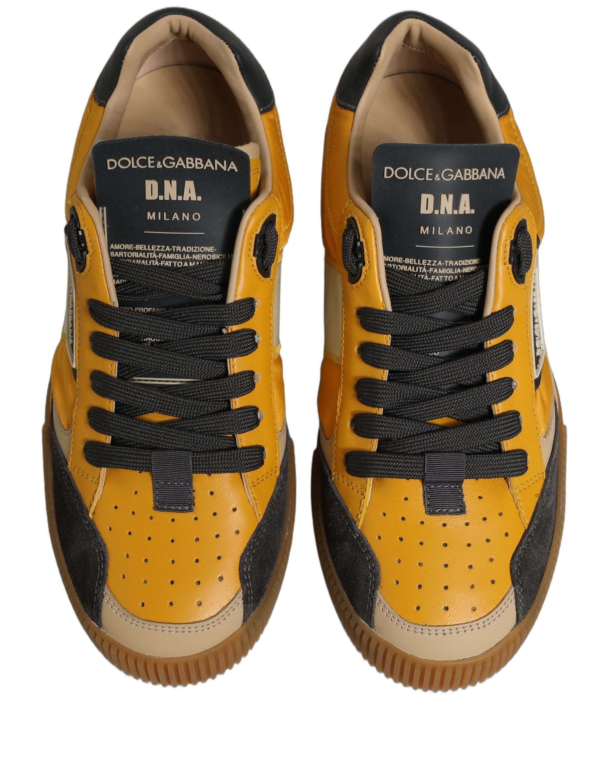 Chaussures sneakers basses multicolores Dolce & Gabbana Miami pour homme, semelle en caoutchouc, design moderne et coloré.