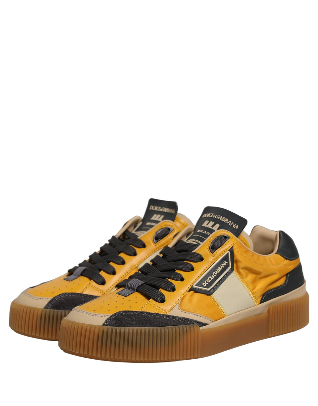 Chaussures sneakers basses pour homme Dolce & Gabbana Miami multicolores, design moderne et coloré, vue de côté.