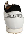 Chaussures basses Dolce & Gabbana en cuir et suède noir et blanc, baskets élégantes pour homme.