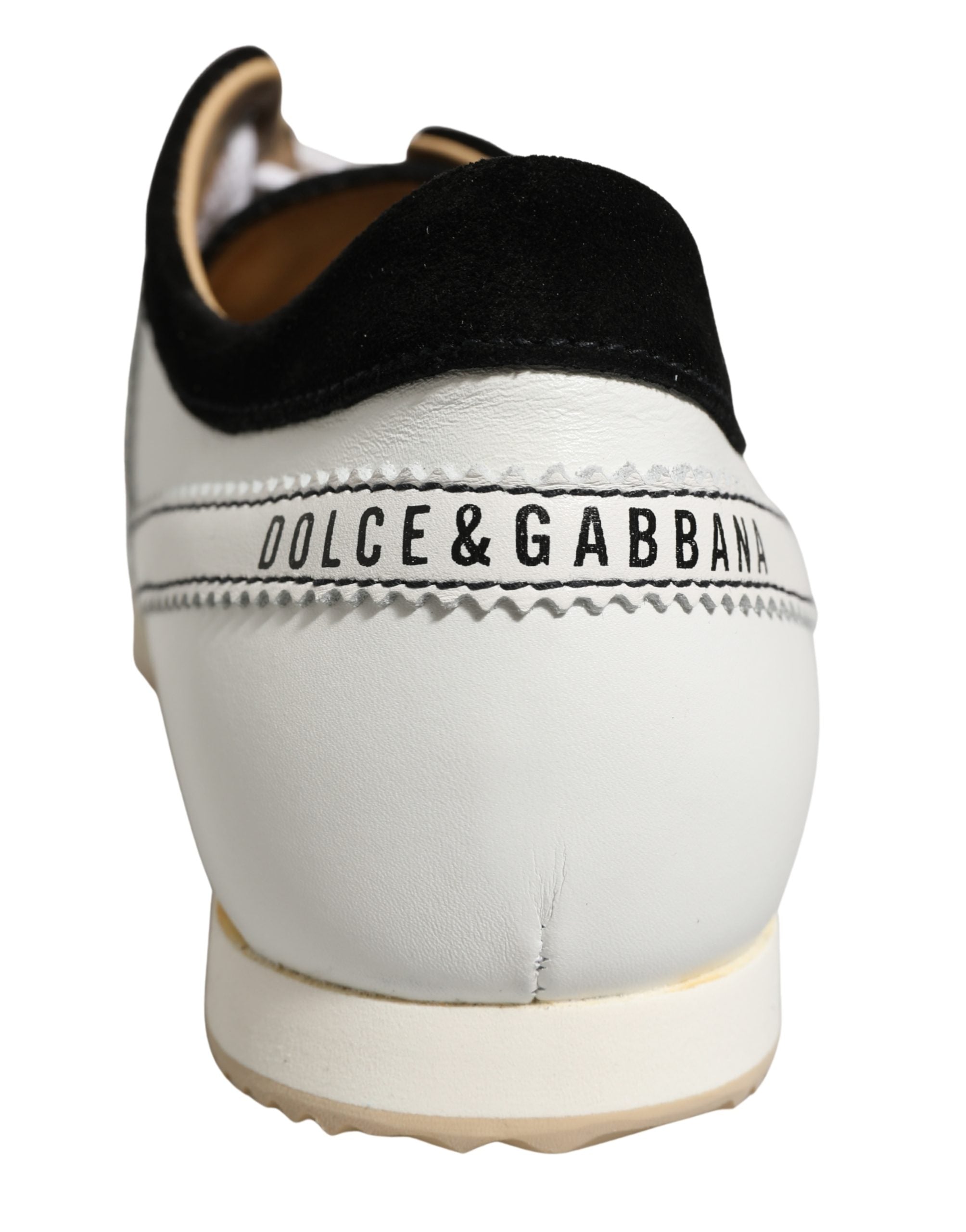 Chaussures basses Dolce & Gabbana en cuir et suède noir et blanc, baskets élégantes pour homme.
