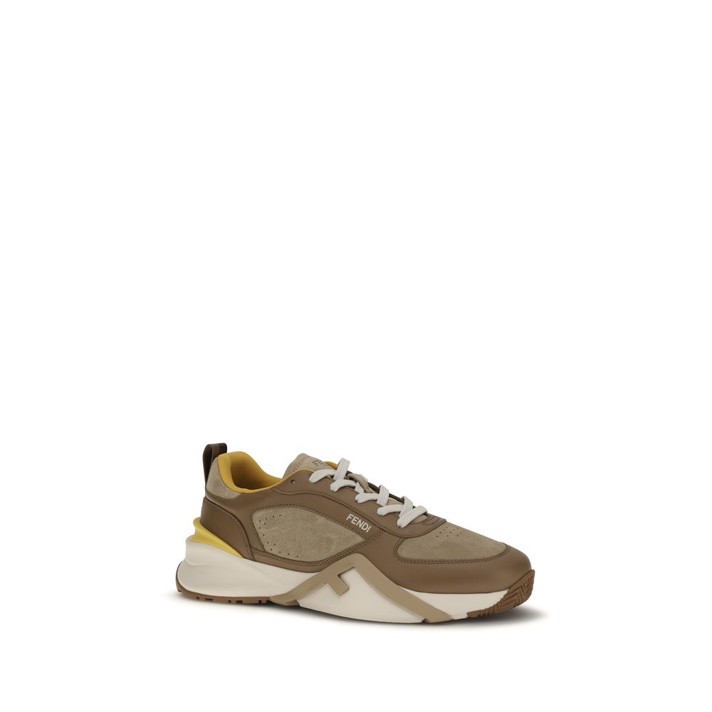 Baskets Fendi Bos Taurus en cuir de veau multicolore avec design sportif et détails modernes.