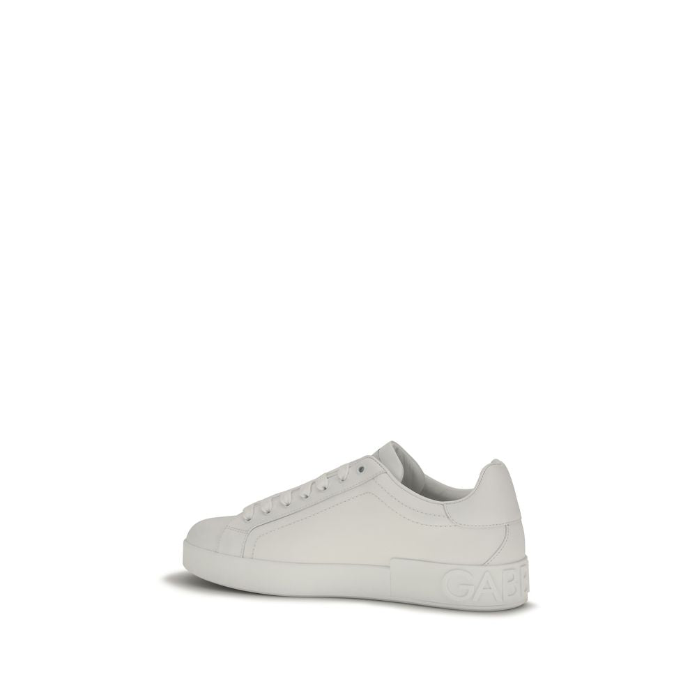 Sneakers basses en cuir de veau blanc de Dolce & Gabbana Bos Taurus, design élégant et moderne.