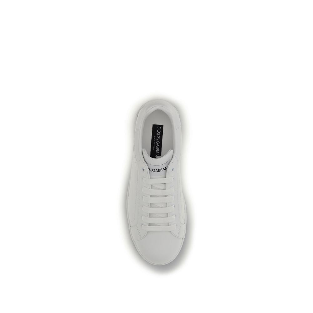 Chaussures basses Dolce & Gabbana Bos Taurus en cuir blanc pour femmes, style décontracté et élégant.