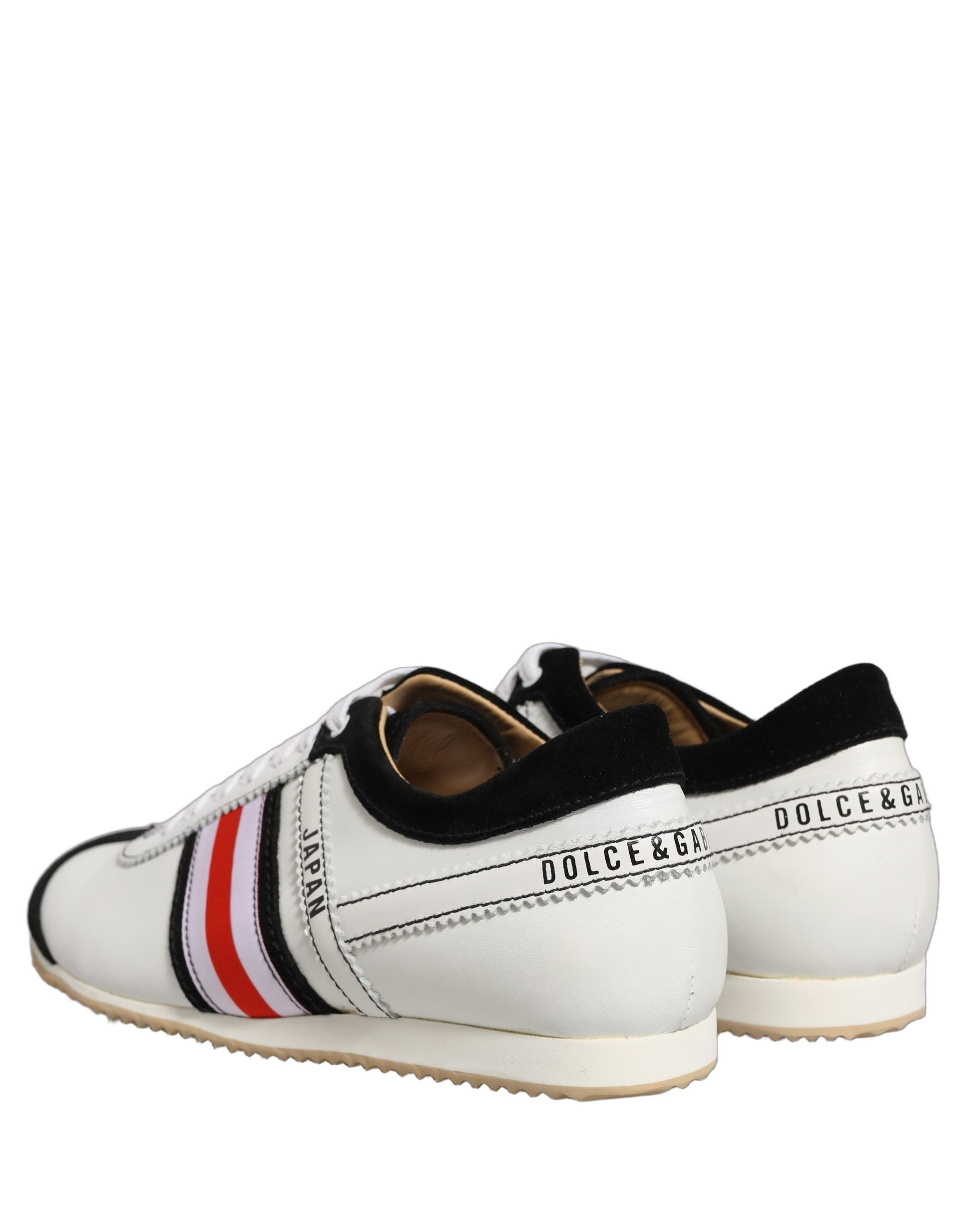 Chaussures sneakers basses en cuir et daim noir et blanc Dolce & Gabbana, chaussures de style décontracté pour homme.