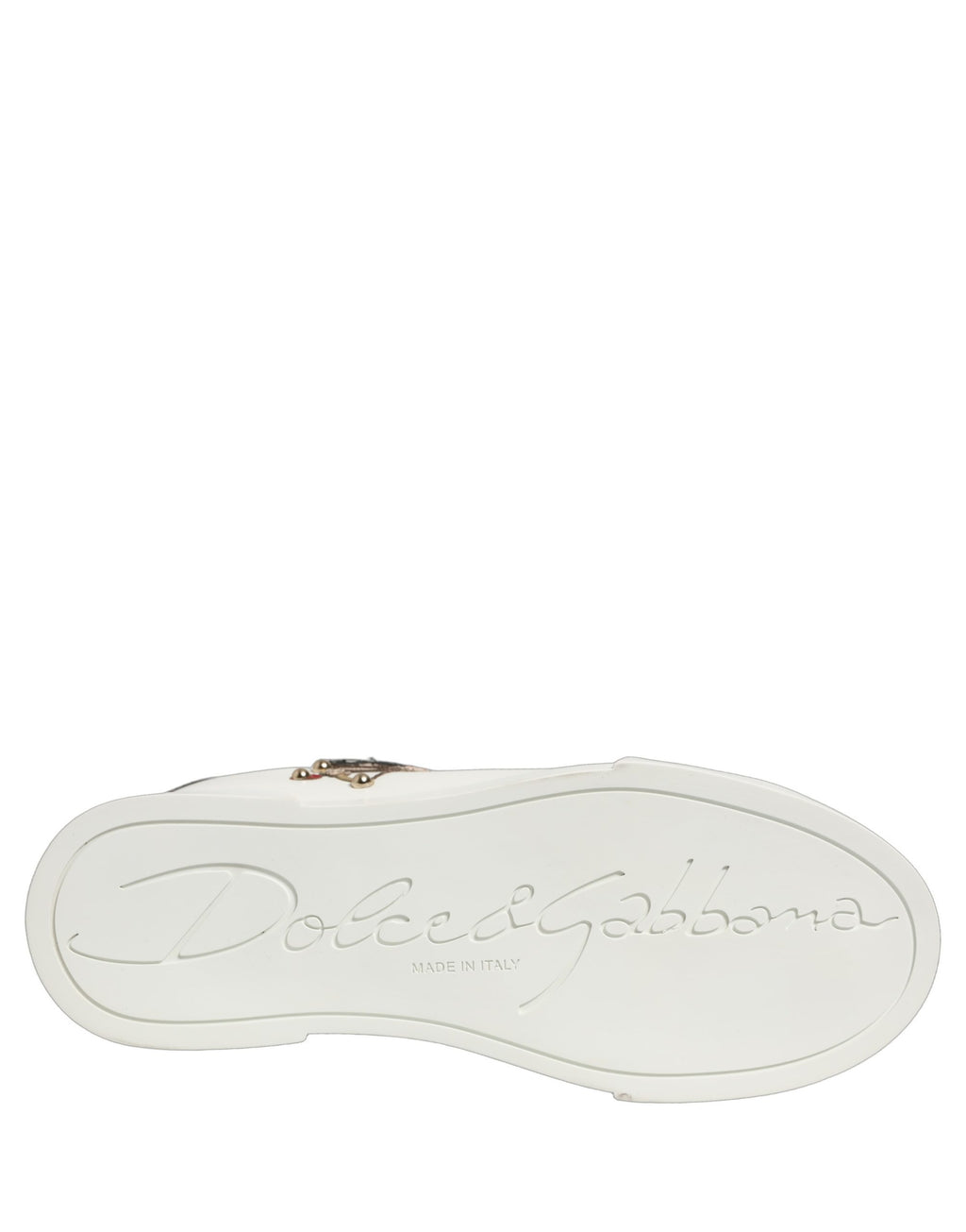 Chaussures Dolce & Gabbana Portofino en cuir de veau blanc avec patch, sneakers élégants pour homme.
