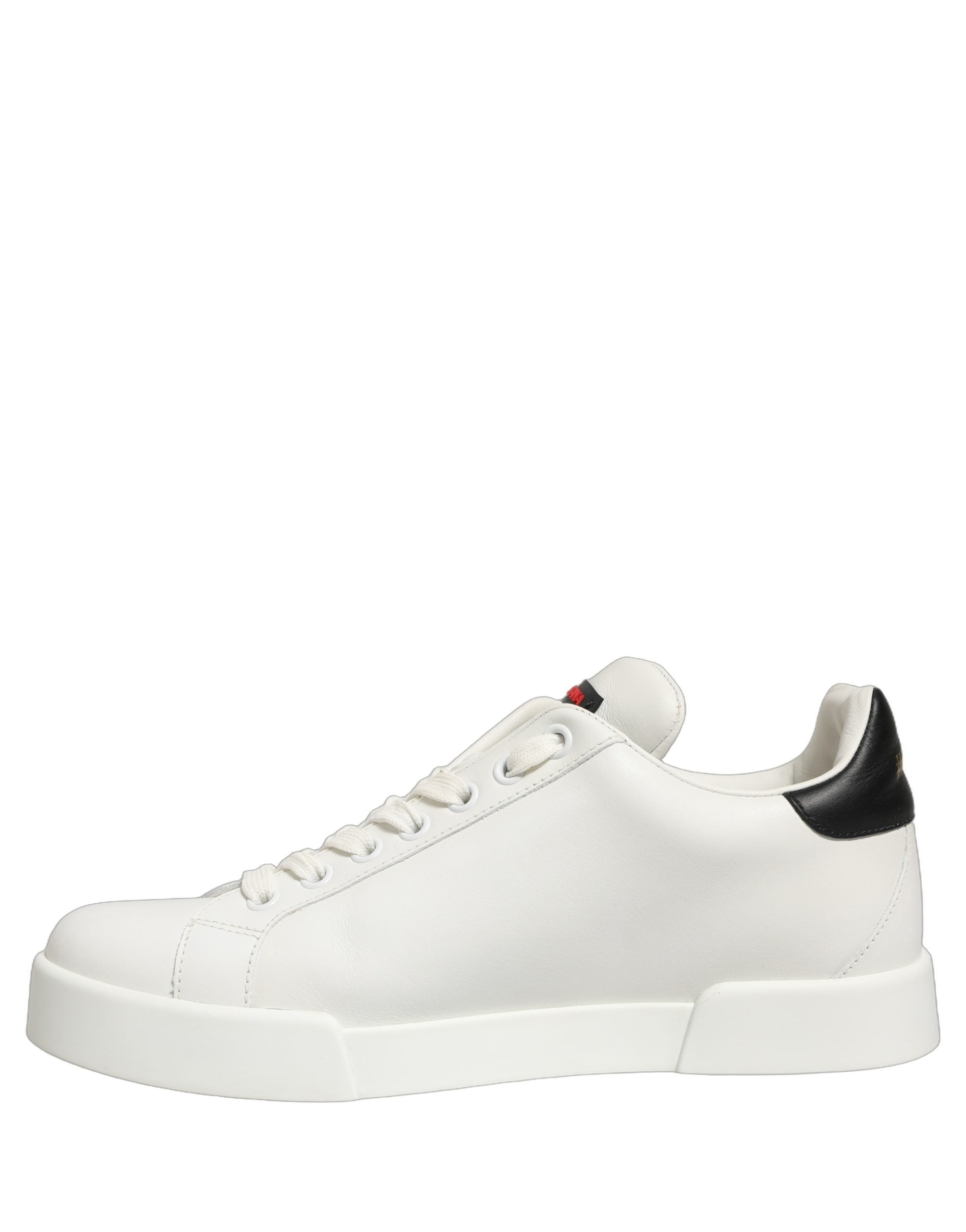 Chaussures Dolce & Gabbana Portofino en cuir blanc patché et nappa, baskets élégantes pour homme ou femme.