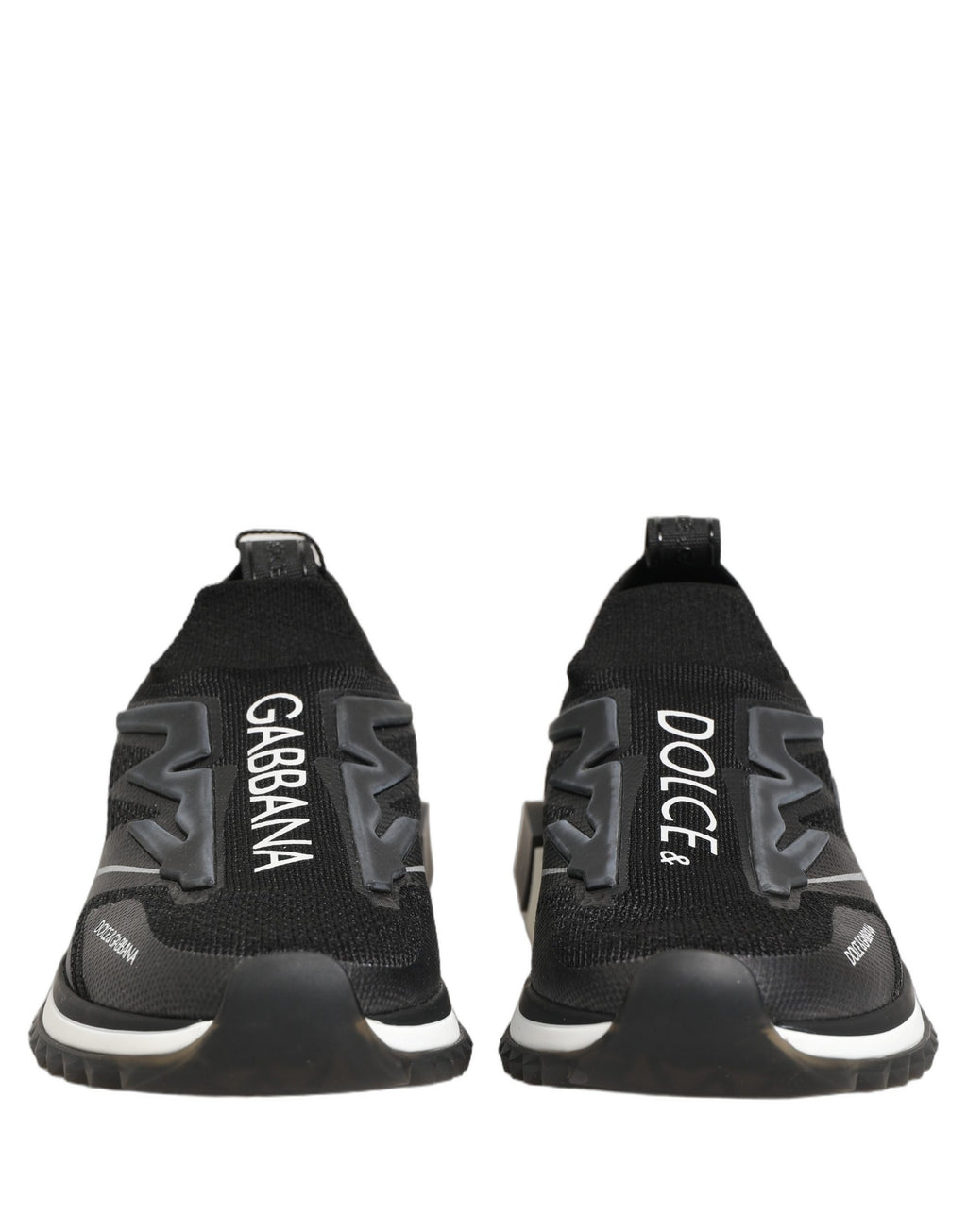 Chaussures sneakers Dolce & Gabbana Sorrento slip-on en noir et blanc avec logo, chaussures décontractées élégantes.