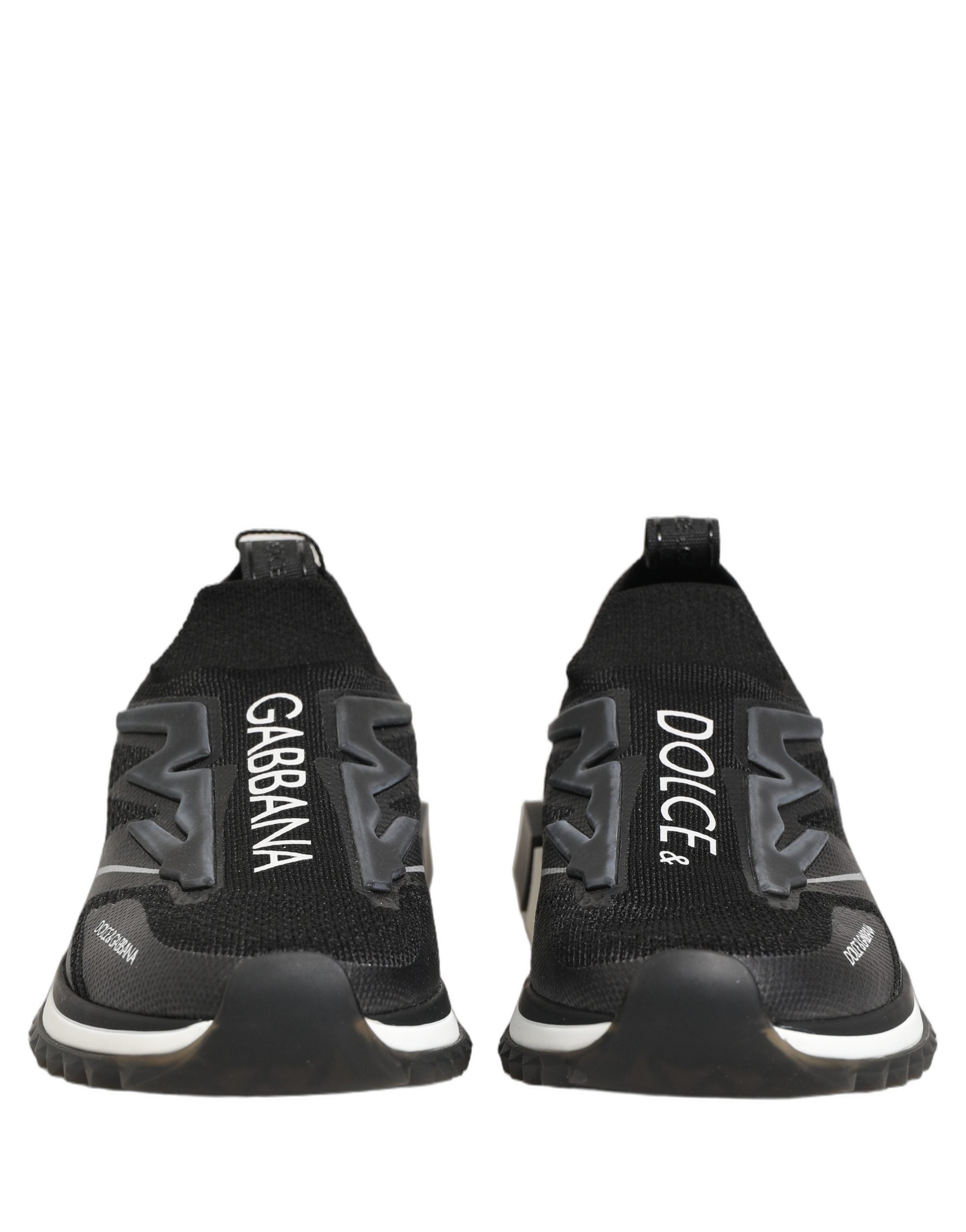 Chaussures sneakers Dolce & Gabbana Sorrento slip-on en noir et blanc avec logo, chaussures décontractées élégantes.