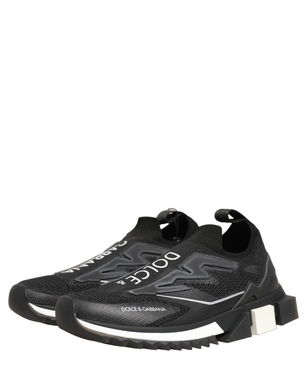 Chaussures sneakers Dolce & Gabbana Sorrento noires et blanches avec logo, chaussures slip-on élégantes pour hommes.