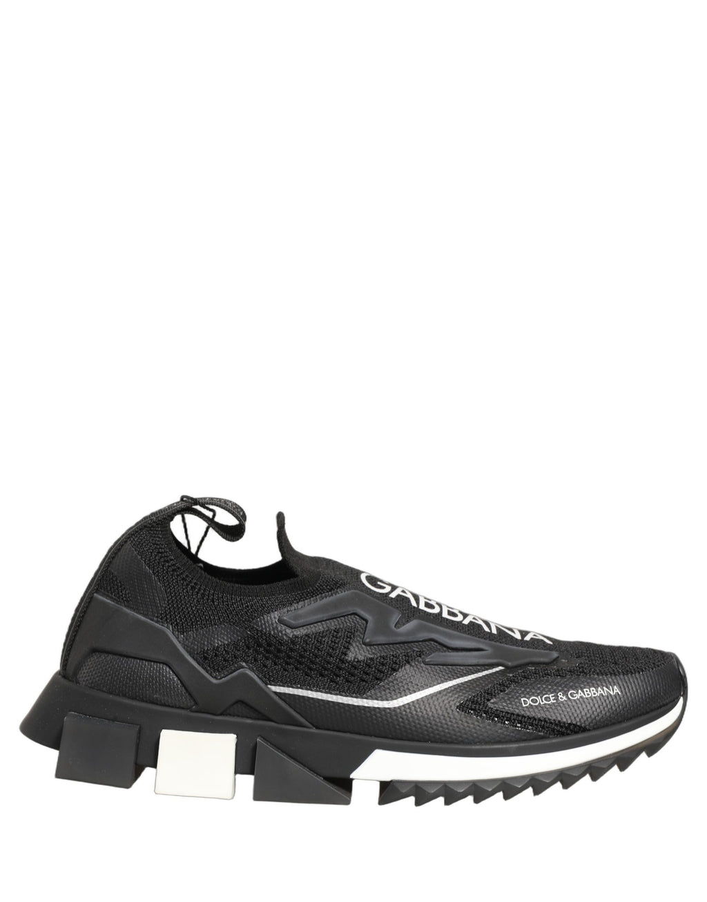 Chaussures sneakers Dolce & Gabbana Sorrento à enfiler en noir et blanc avec logo visible, chaussures de mode élégantes.