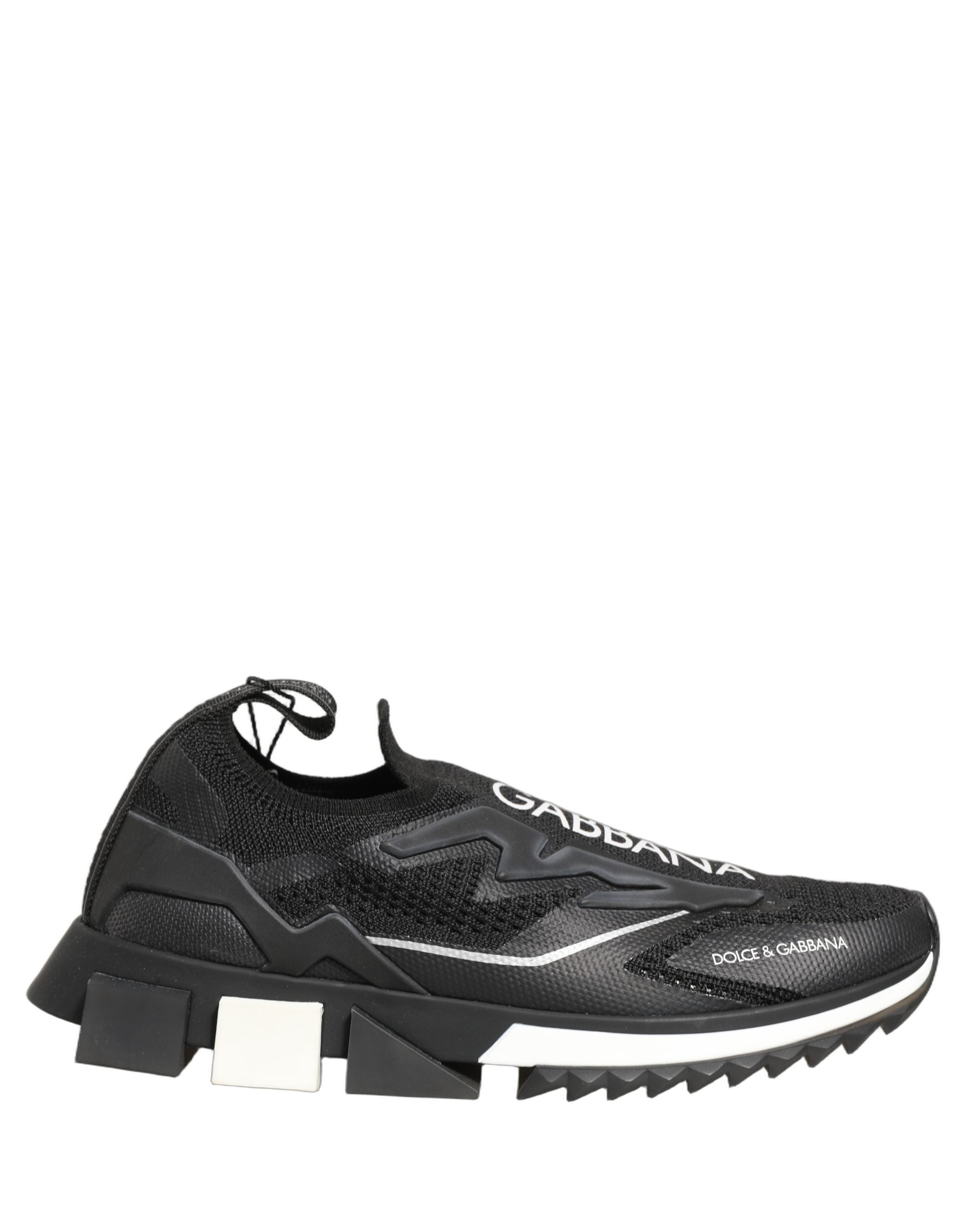 Chaussures sneakers Dolce & Gabbana Sorrento à enfiler en noir et blanc avec logo visible, chaussures de mode élégantes.