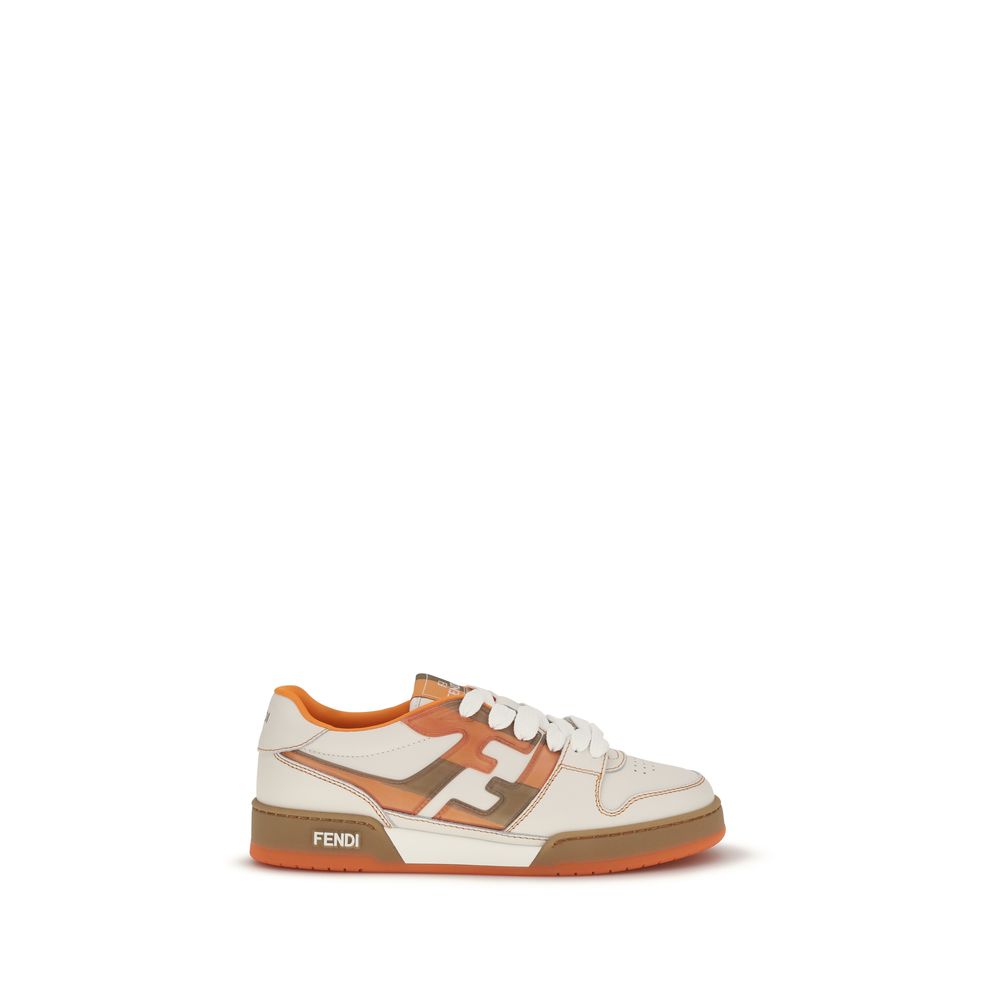 Chaussures de sport Fendi en cuir multicolore, baskets athlétiques avec semelle blanche et design moderne.