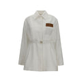Veste longue en lin blanc de Fendi, élégante et légère, avec détails sophistiqués visibles sur l’image.